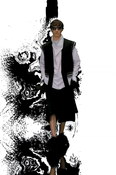 black vest white shirt midi skirt