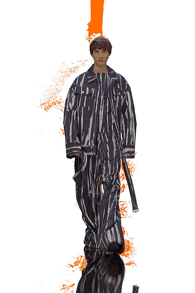 oversized black and white striped jacket and pants