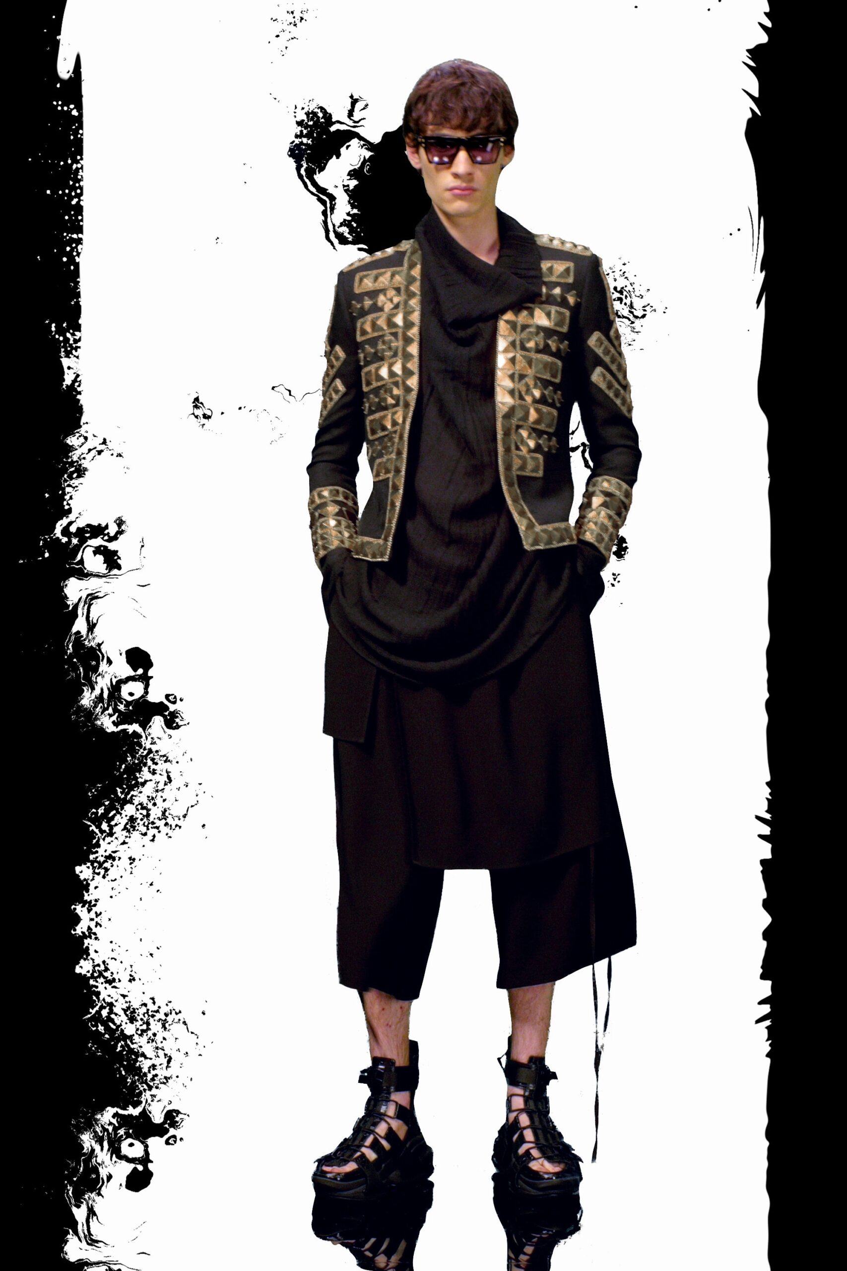 black and gold fitted jacket