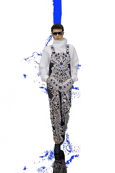 black and white embroidered jumpsuit