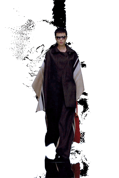 brown wool long-sleeve relaxed layered cape