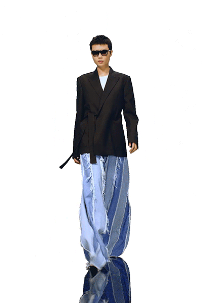 blue denim relaxed distressed wide-leg pants