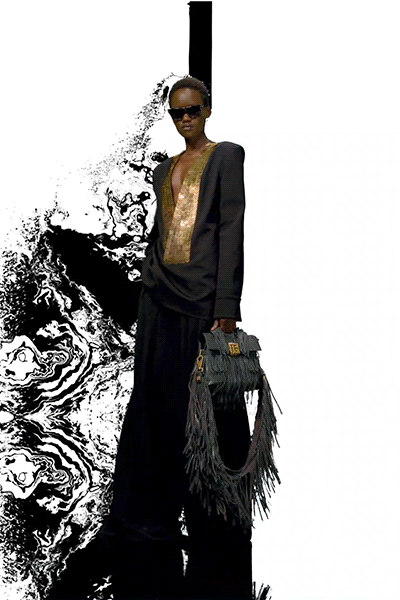 black silk long-sleeve v-neck fitted draped blazer