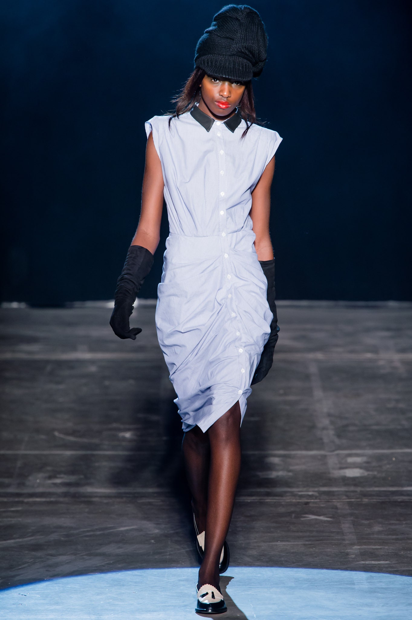 blue fitted collared dress