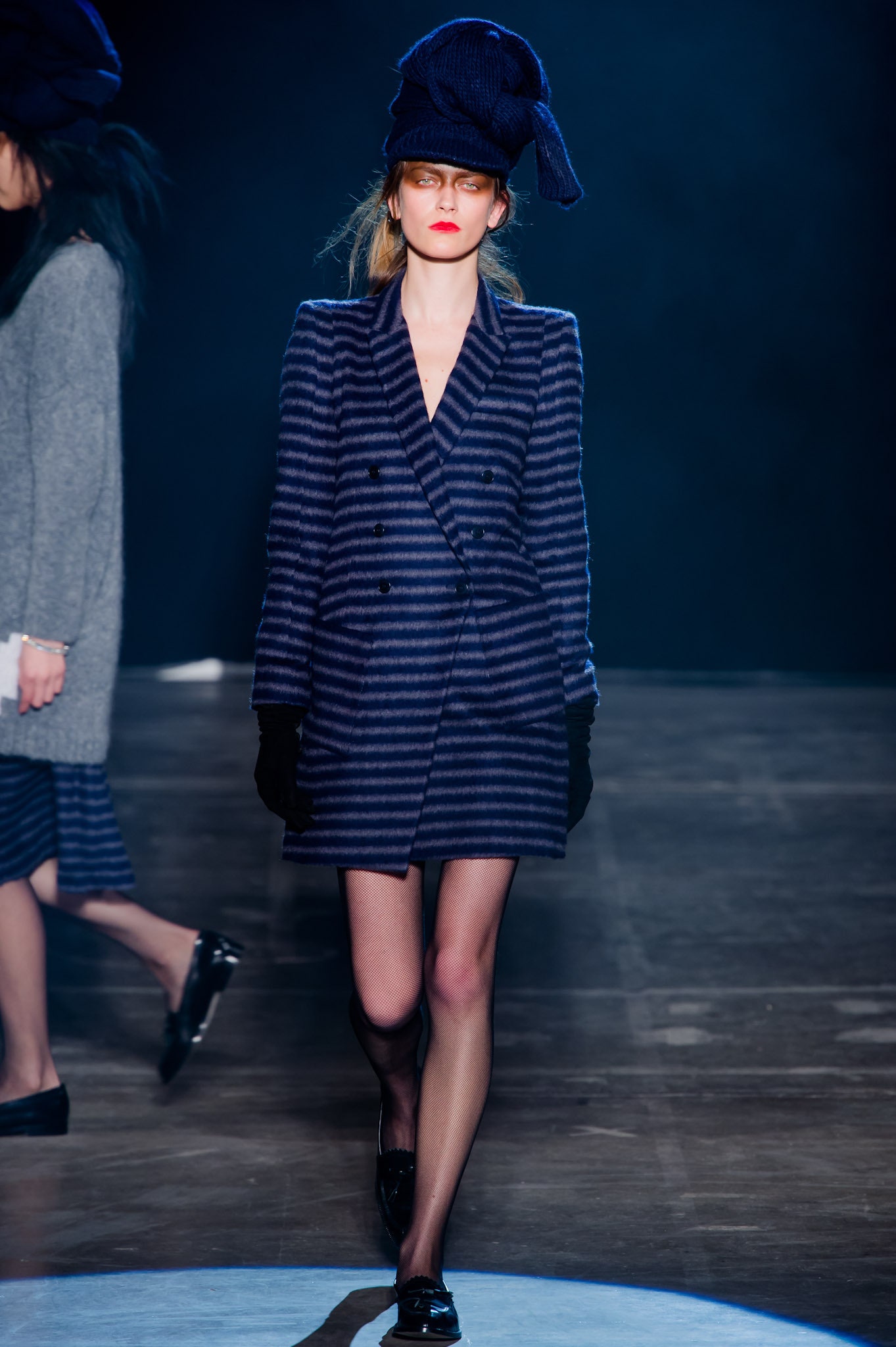 blue striped fitted blazer