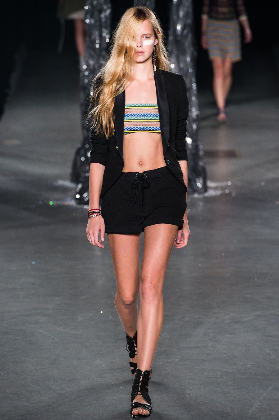 black blazer with multi crop-top