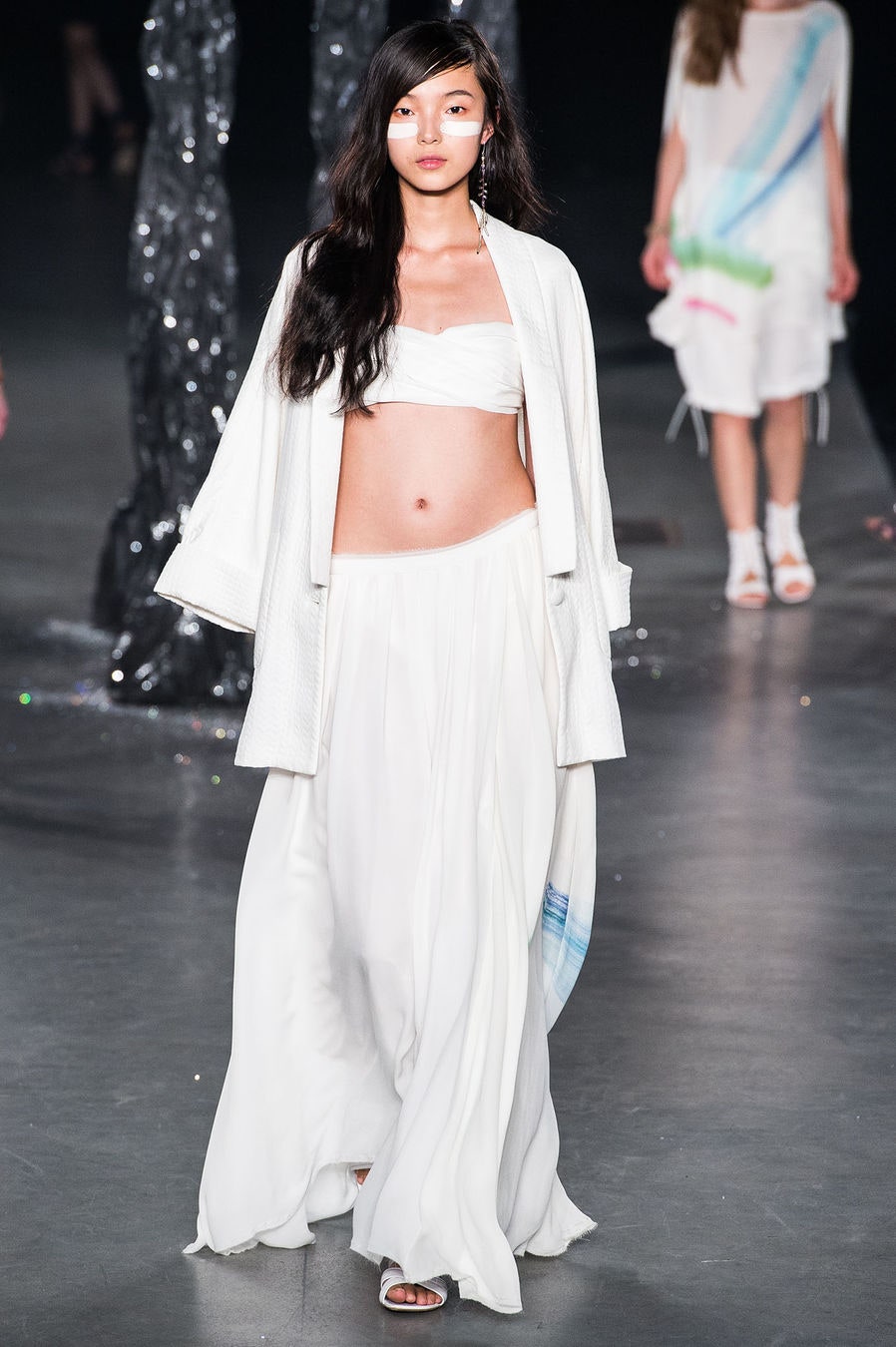 white crop top and maxi skirt