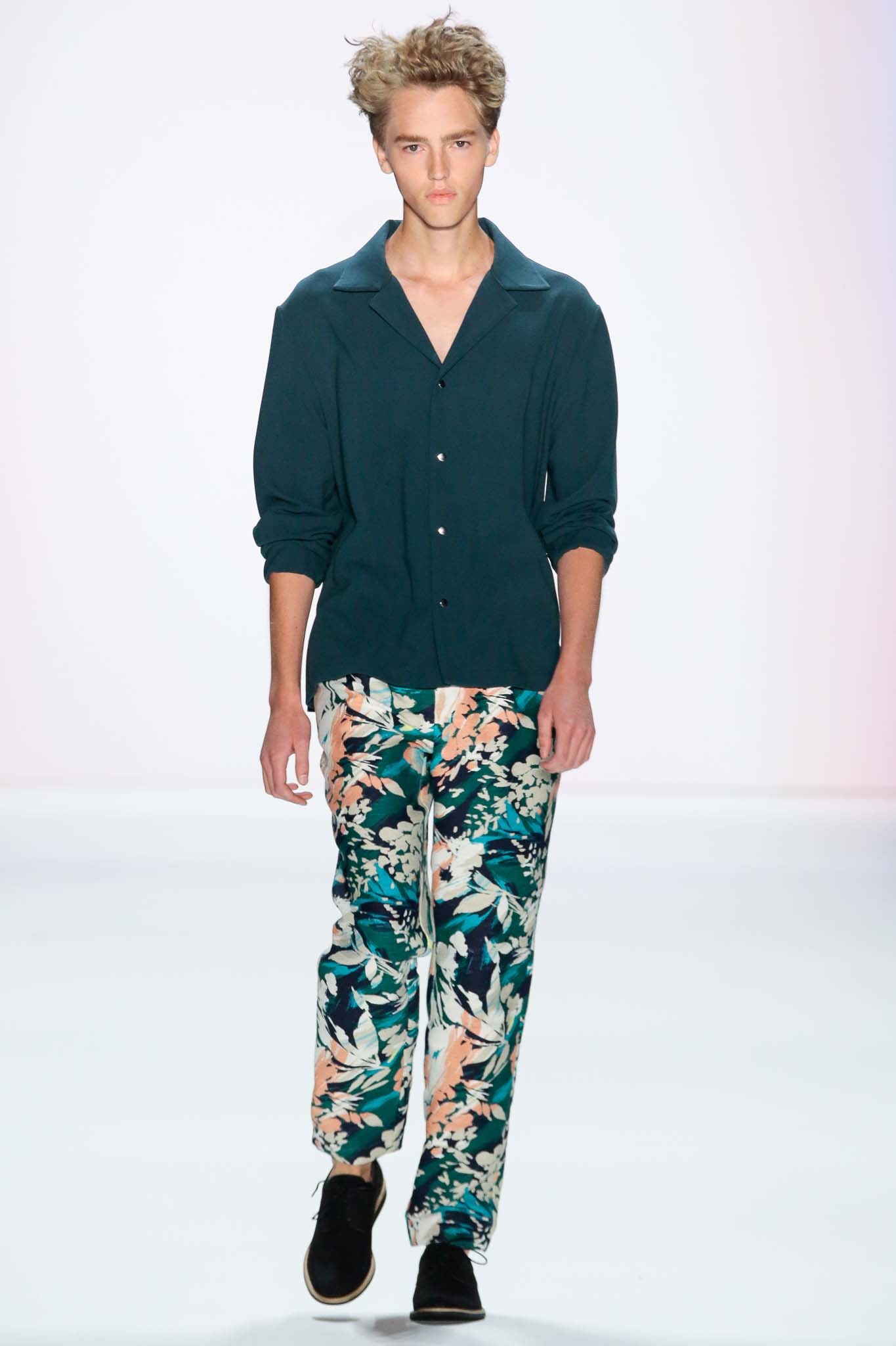 blue relaxed shirt with floral pants