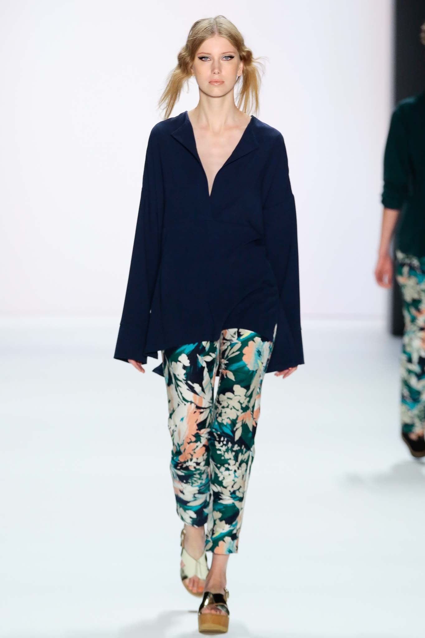 blue relaxed shirt with floral pants