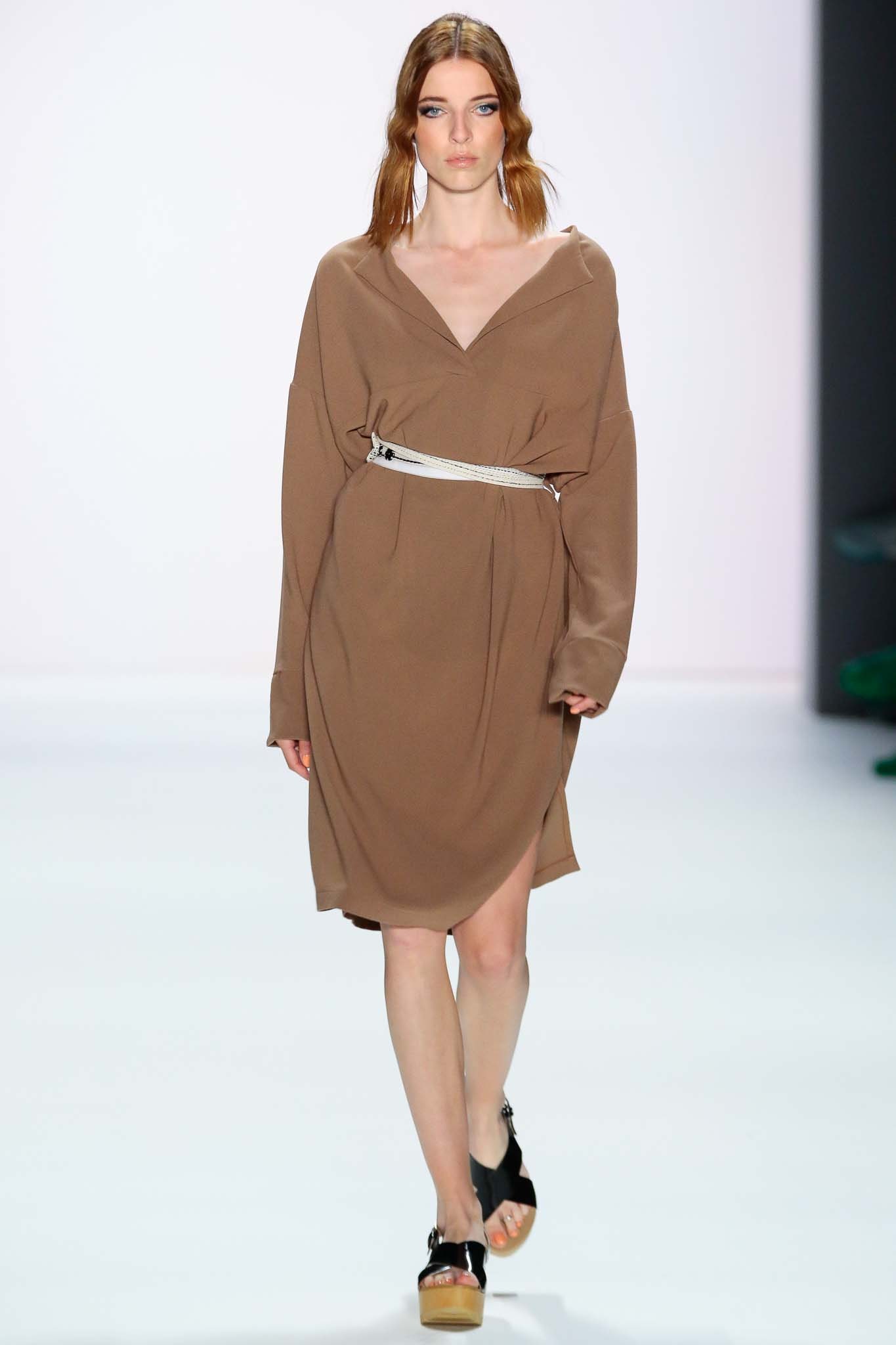 brown relaxed v-neck dress