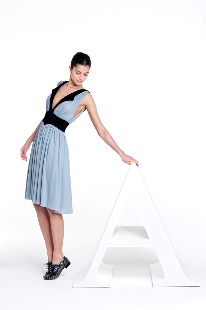 blue and black sleeveless dress