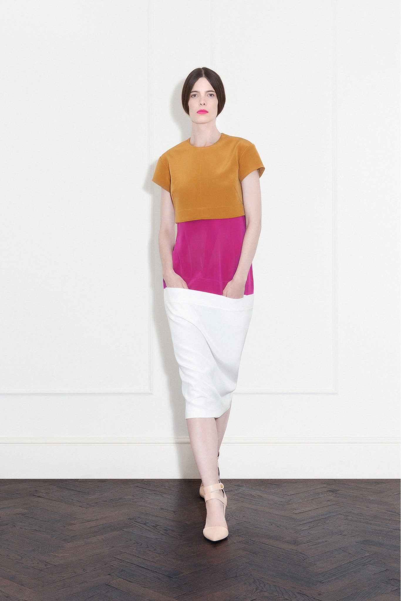 color-blocked midi dress