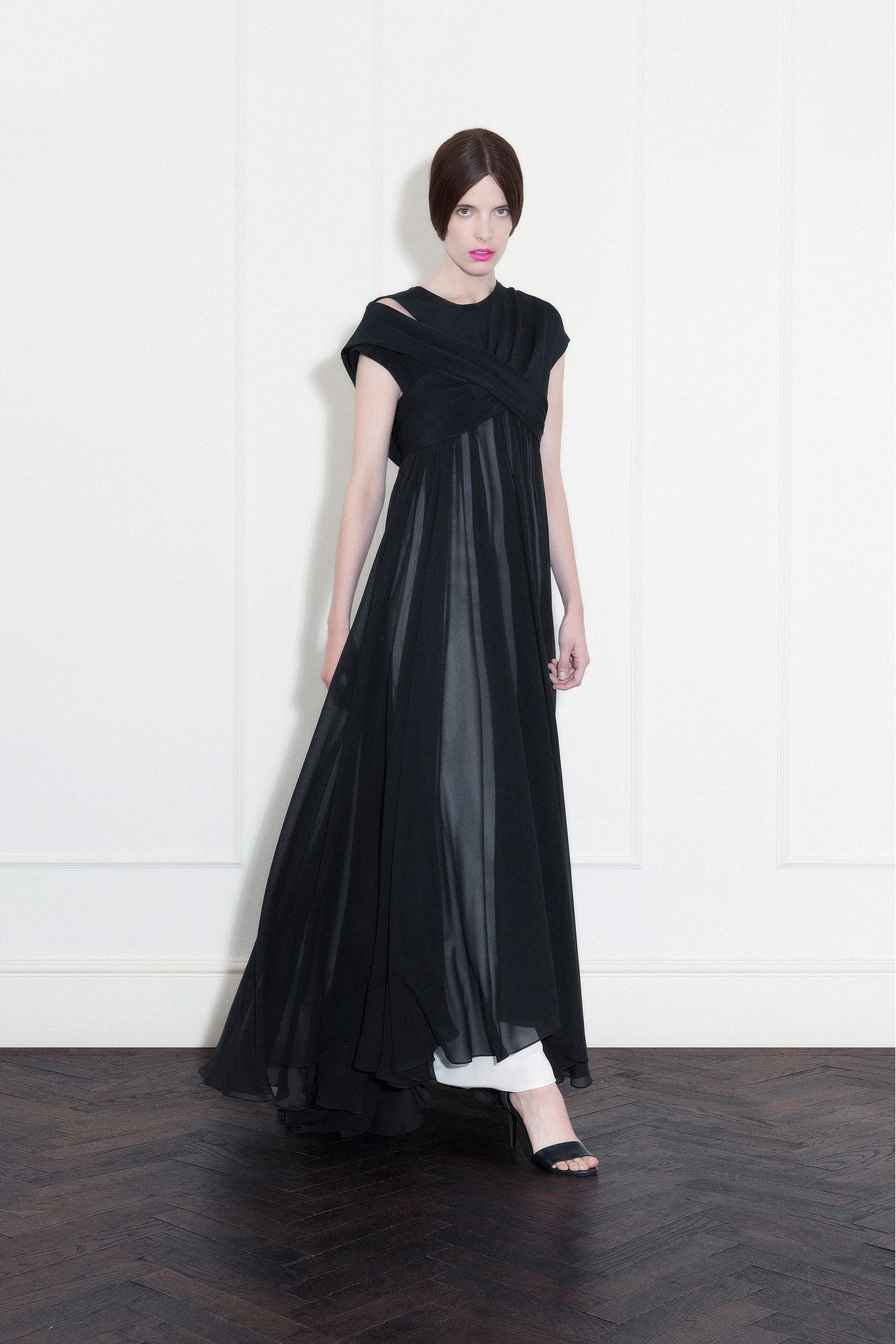 black silk sleeveless dress