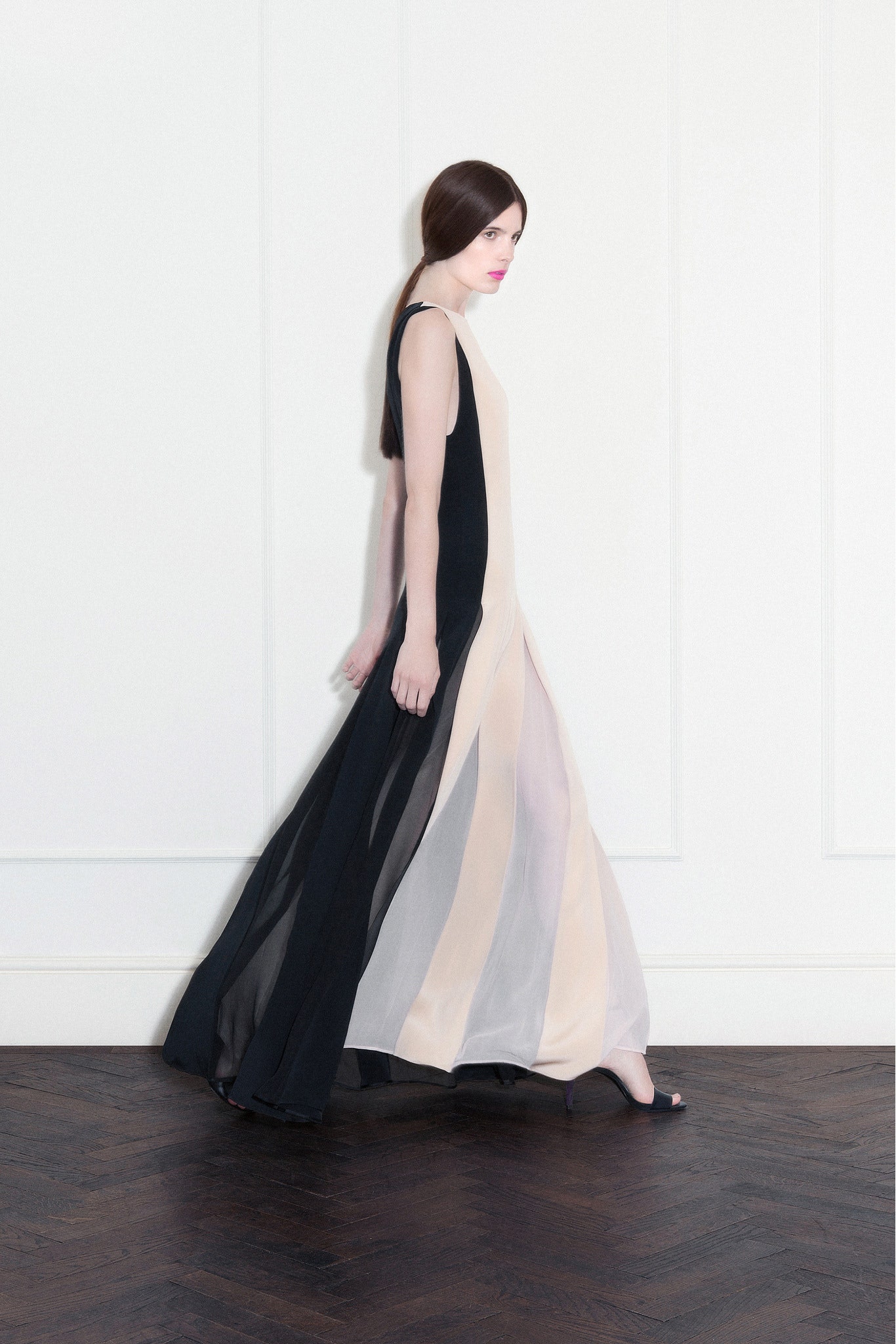 black and beige layered maxi dress