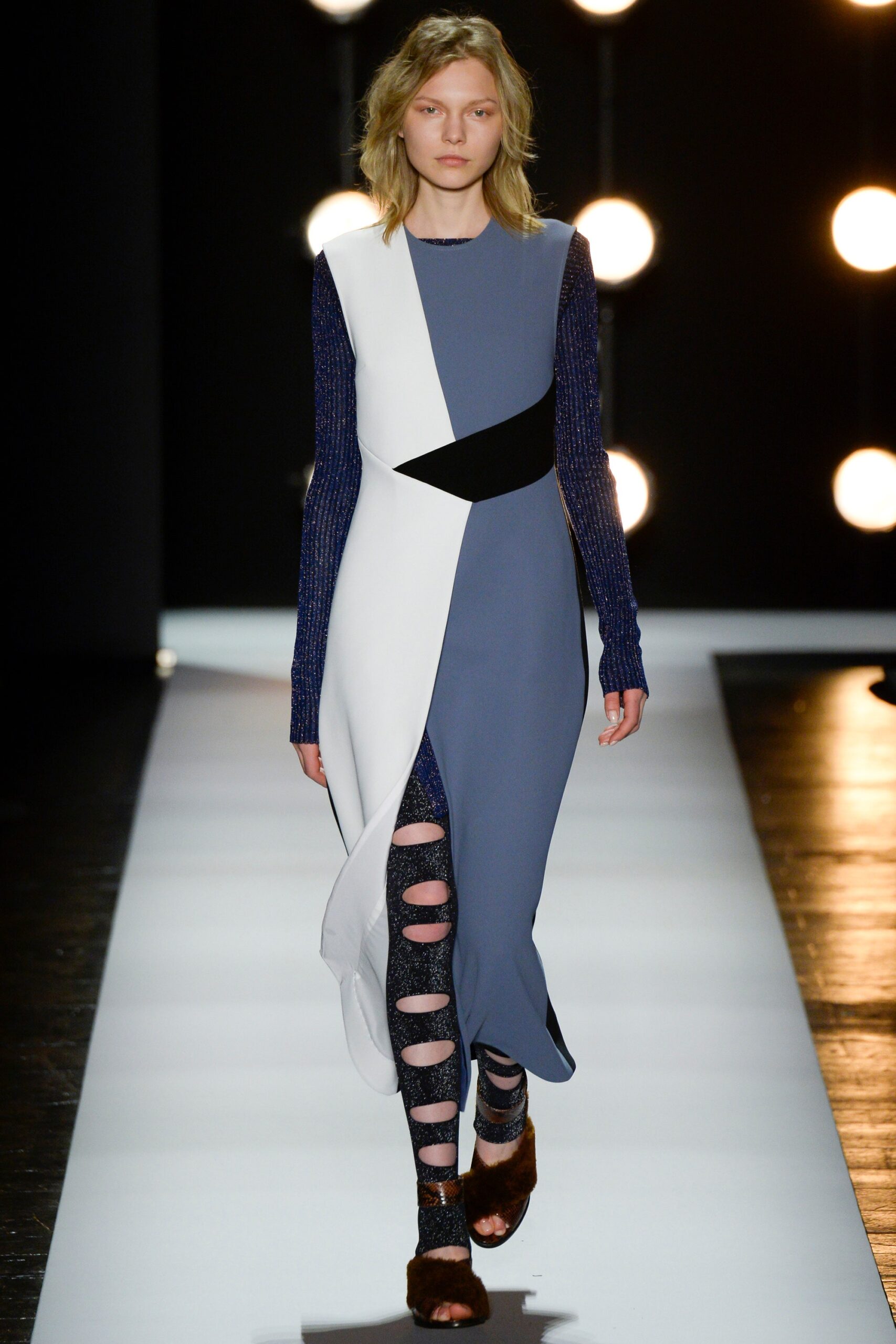 color-blocked midi dress with cutout leggings