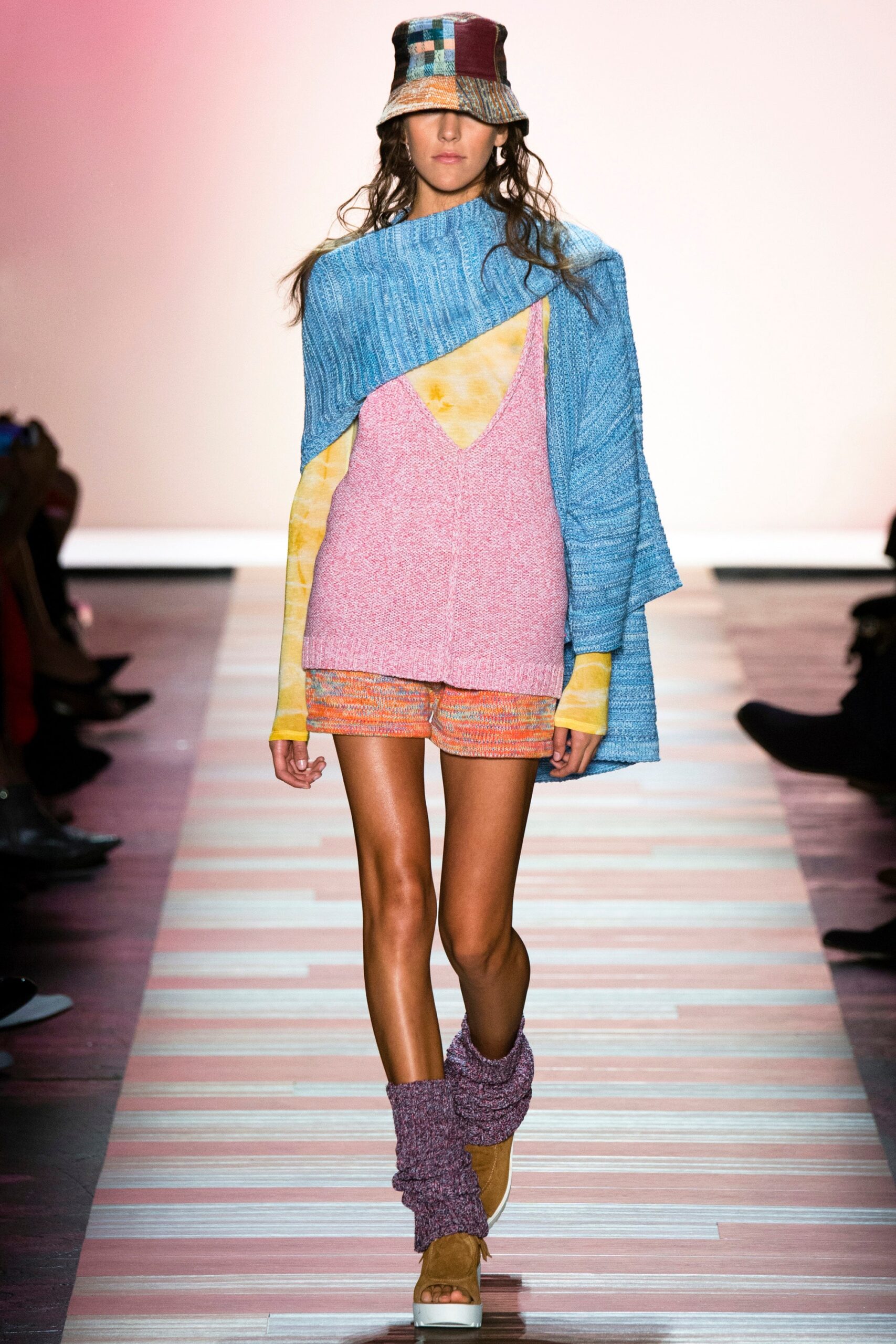 colorful layered sweater with shorts