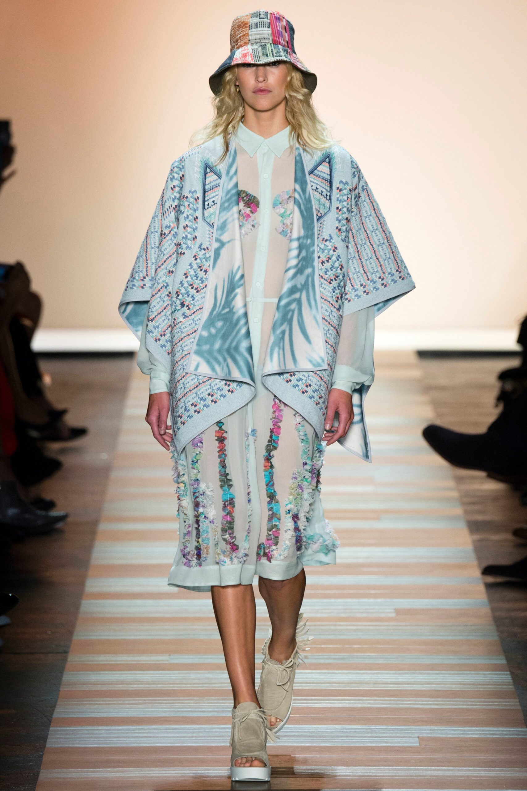 floral midi dress with embroidered cape