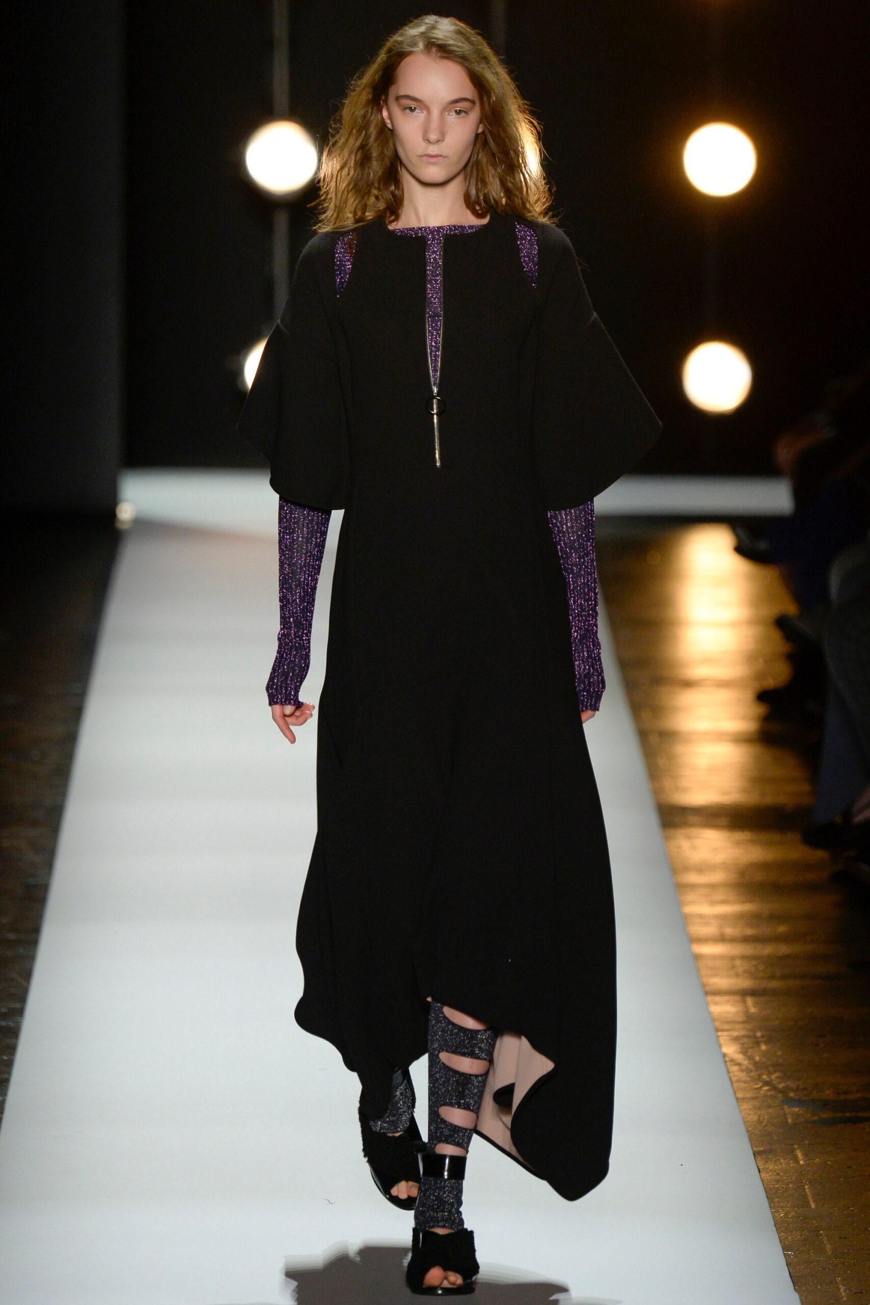 black midi dress with asymmetric design