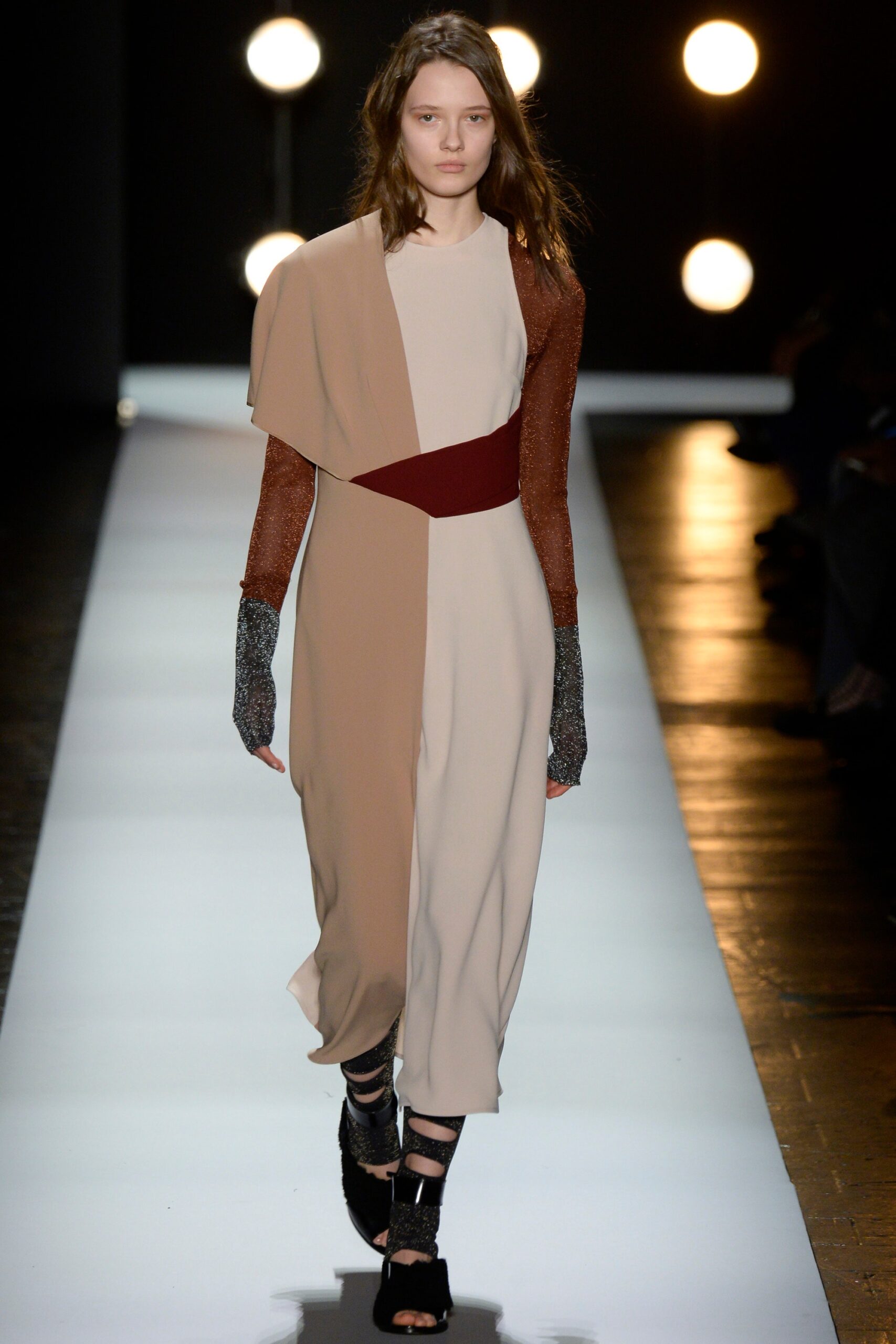 color-blocked midi dress