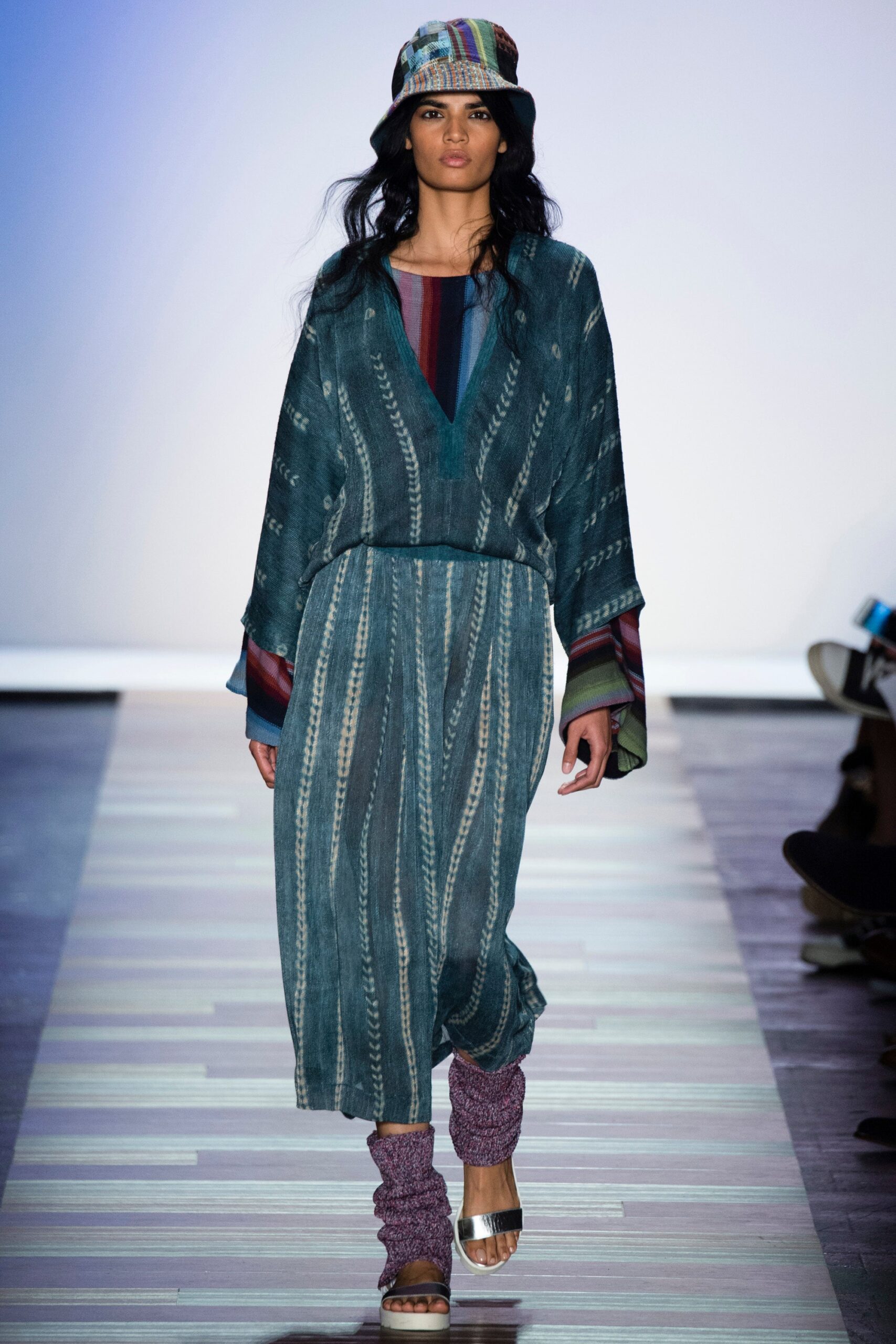 blue green relaxed midi dress