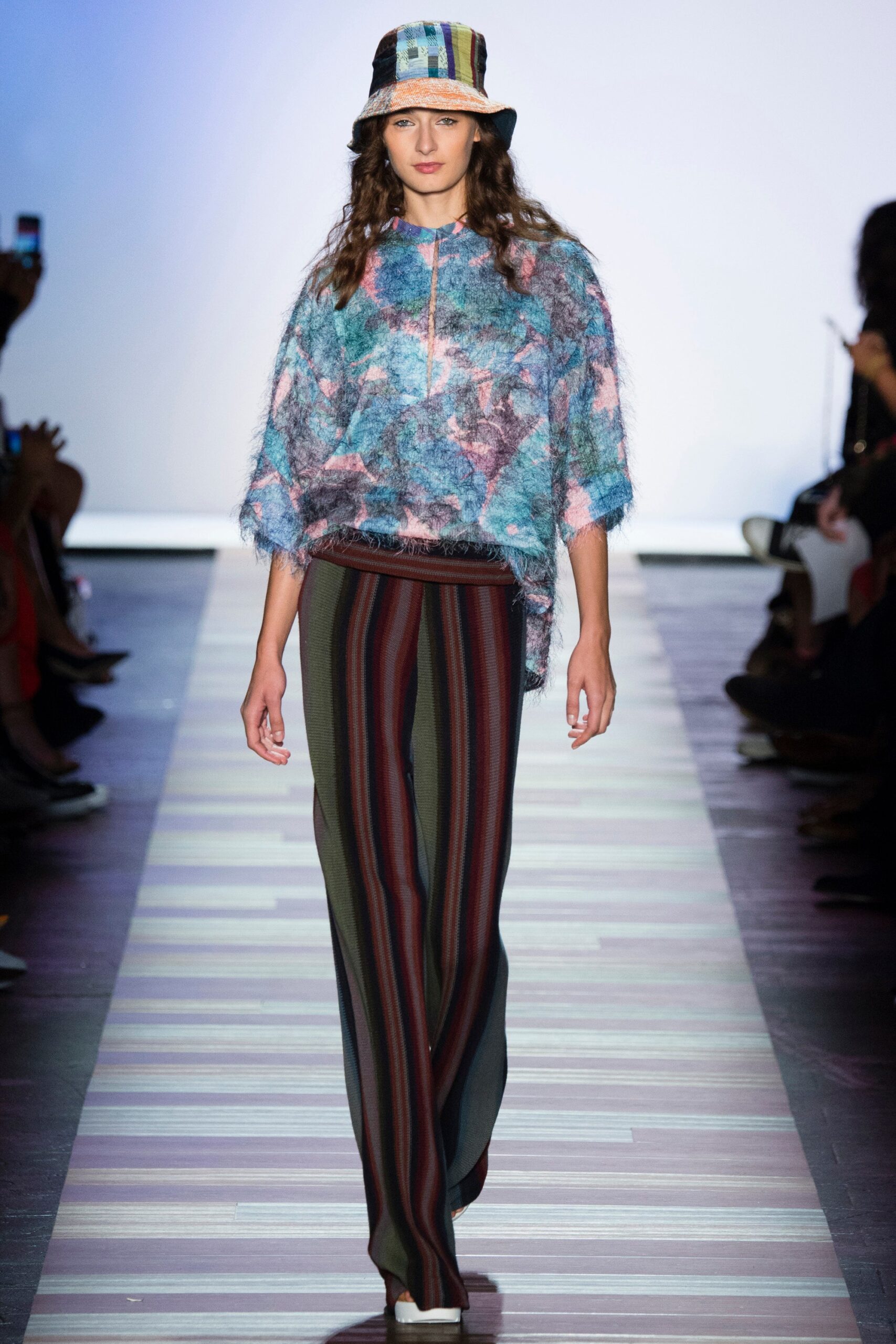 colorful relaxed top with fitted pants