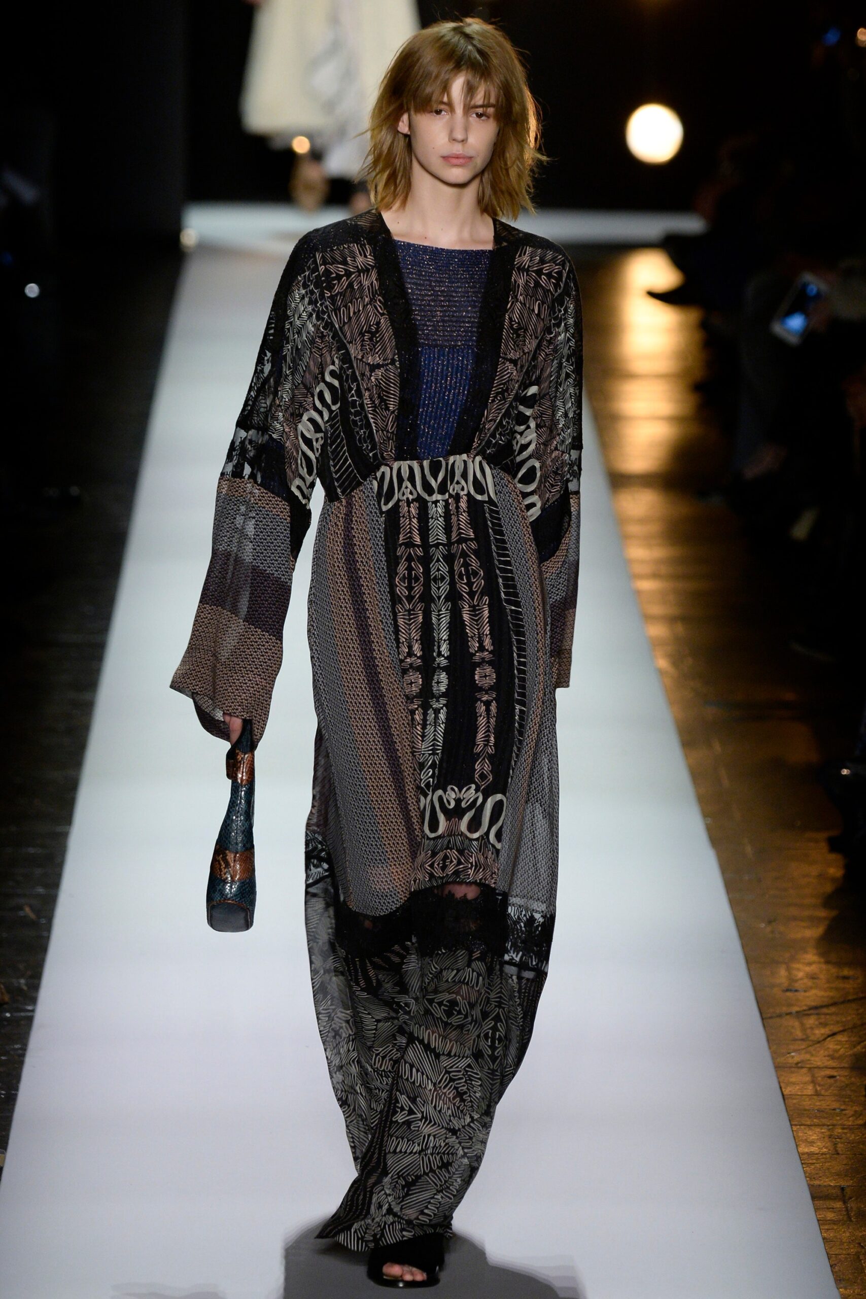 relaxed black and beige layered dress