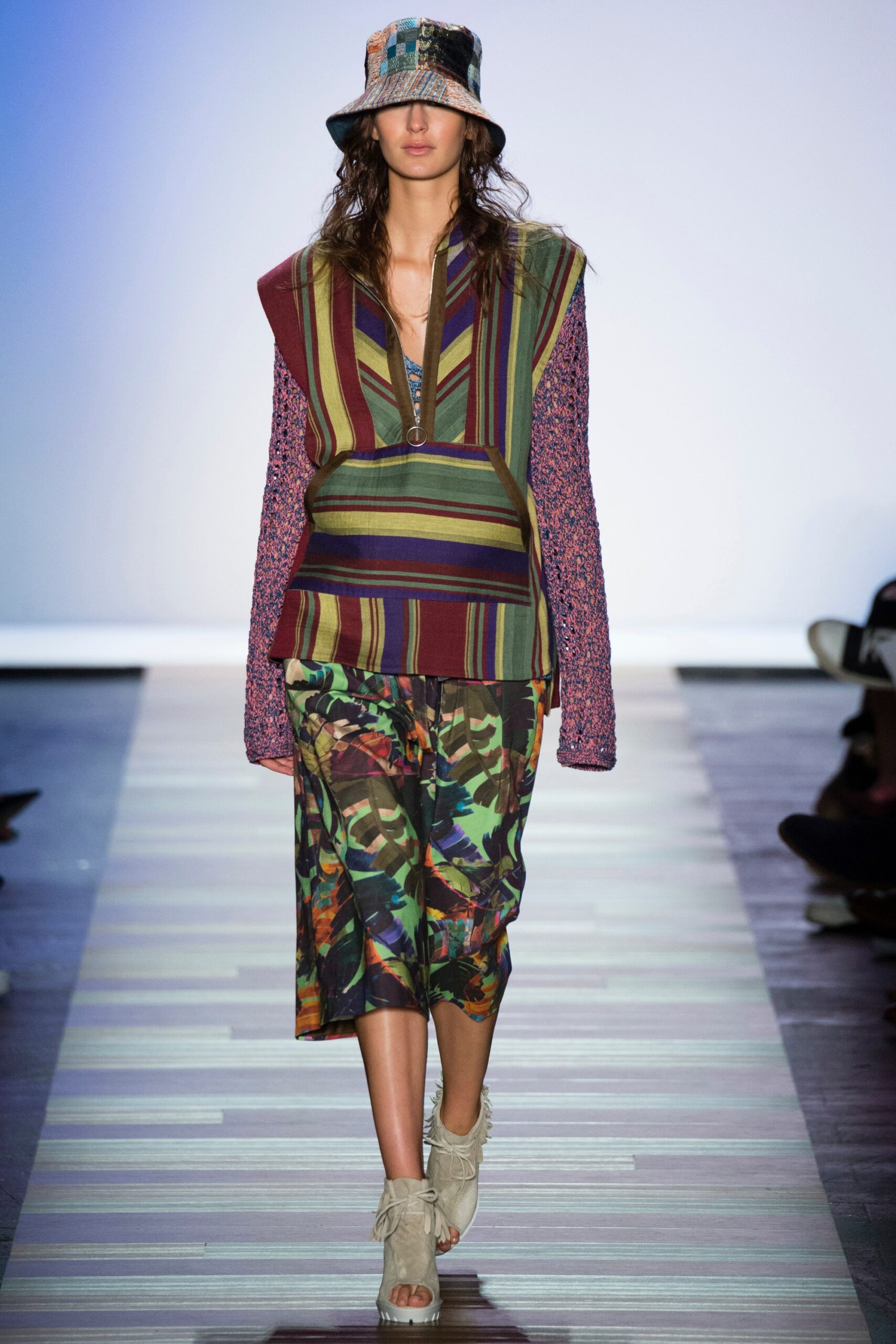 multi-colored layered top and skirt