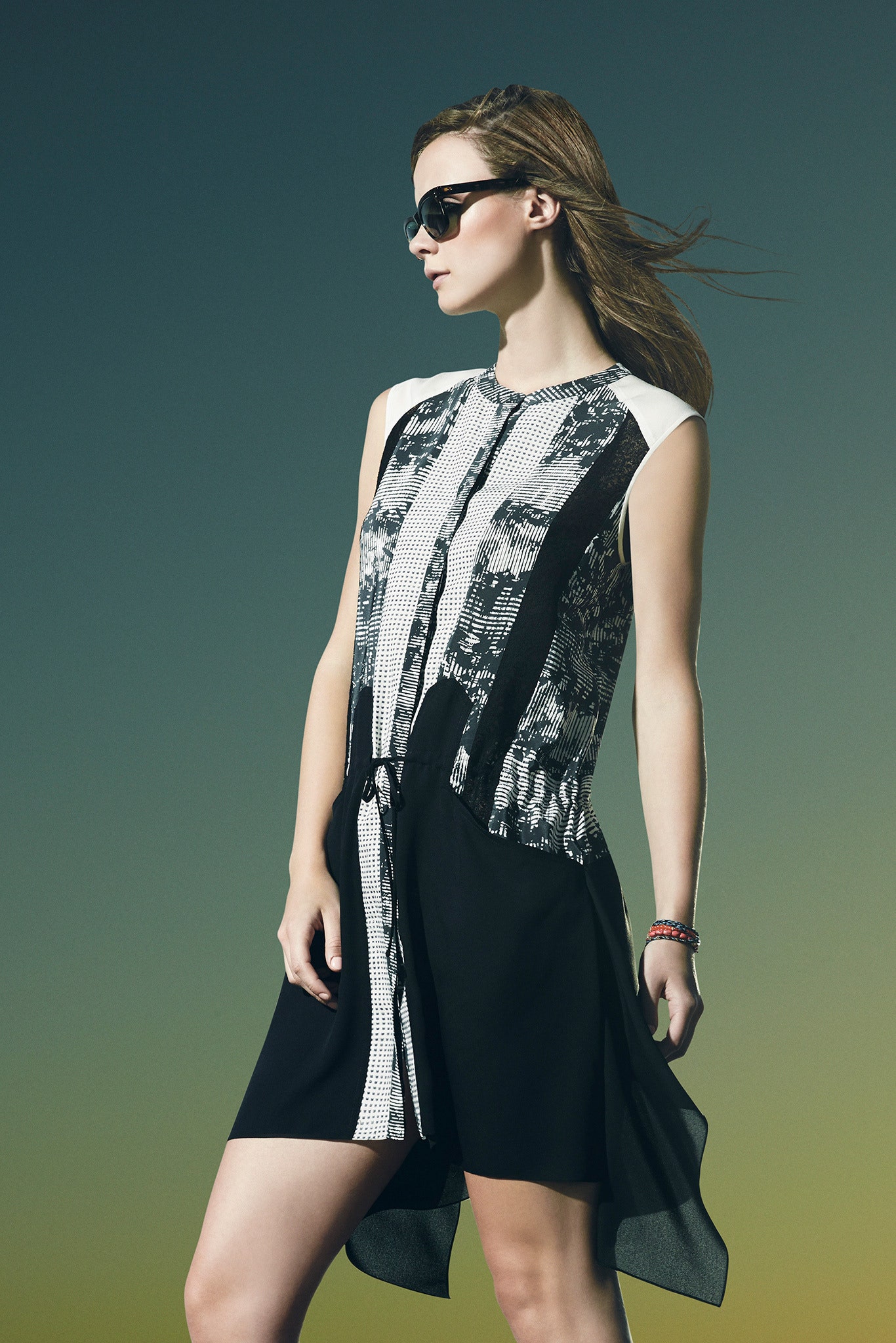black cotton sleeveless collared fitted buttoned tiered dress