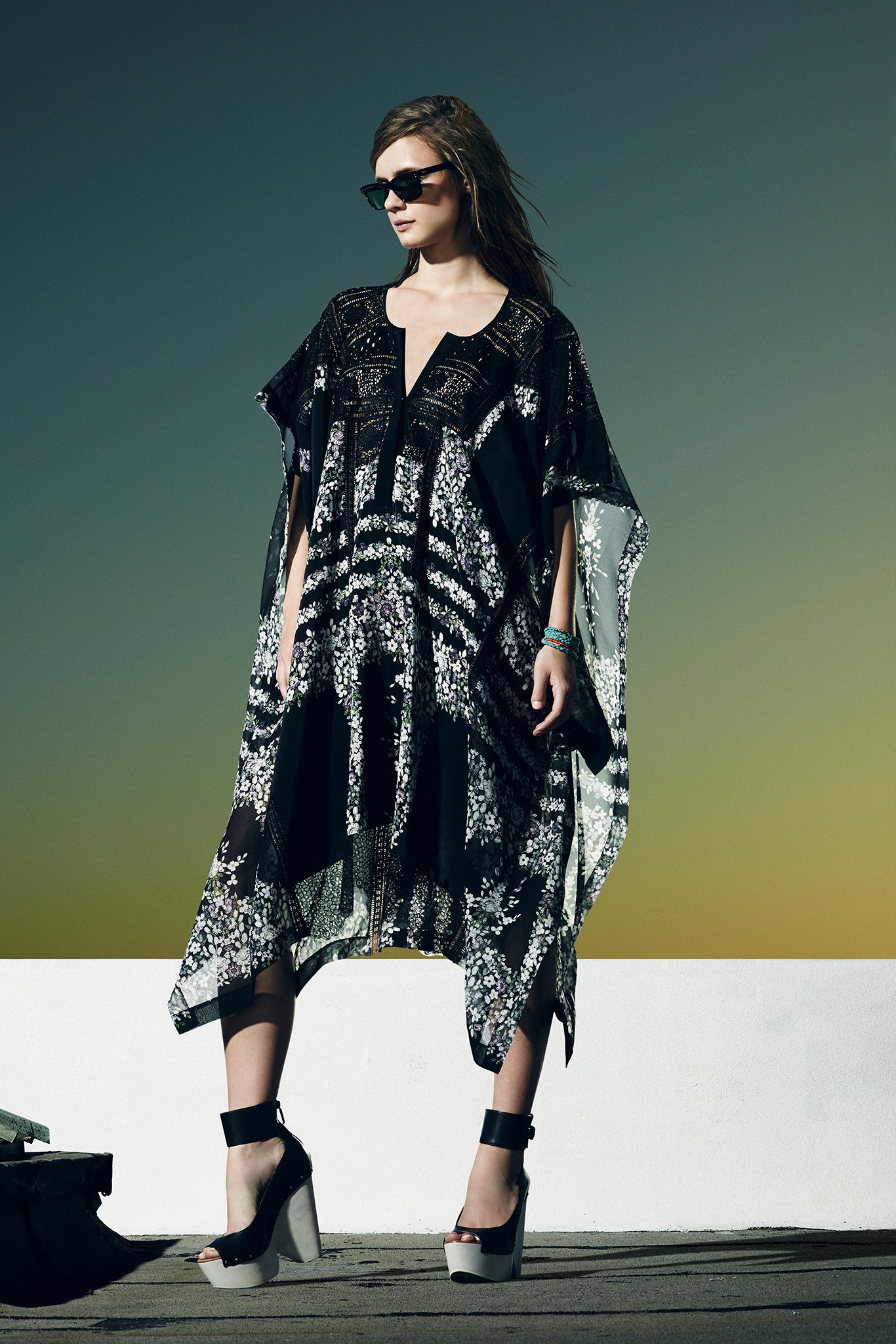black silk sleeveless v-neck relaxed layered flared dress