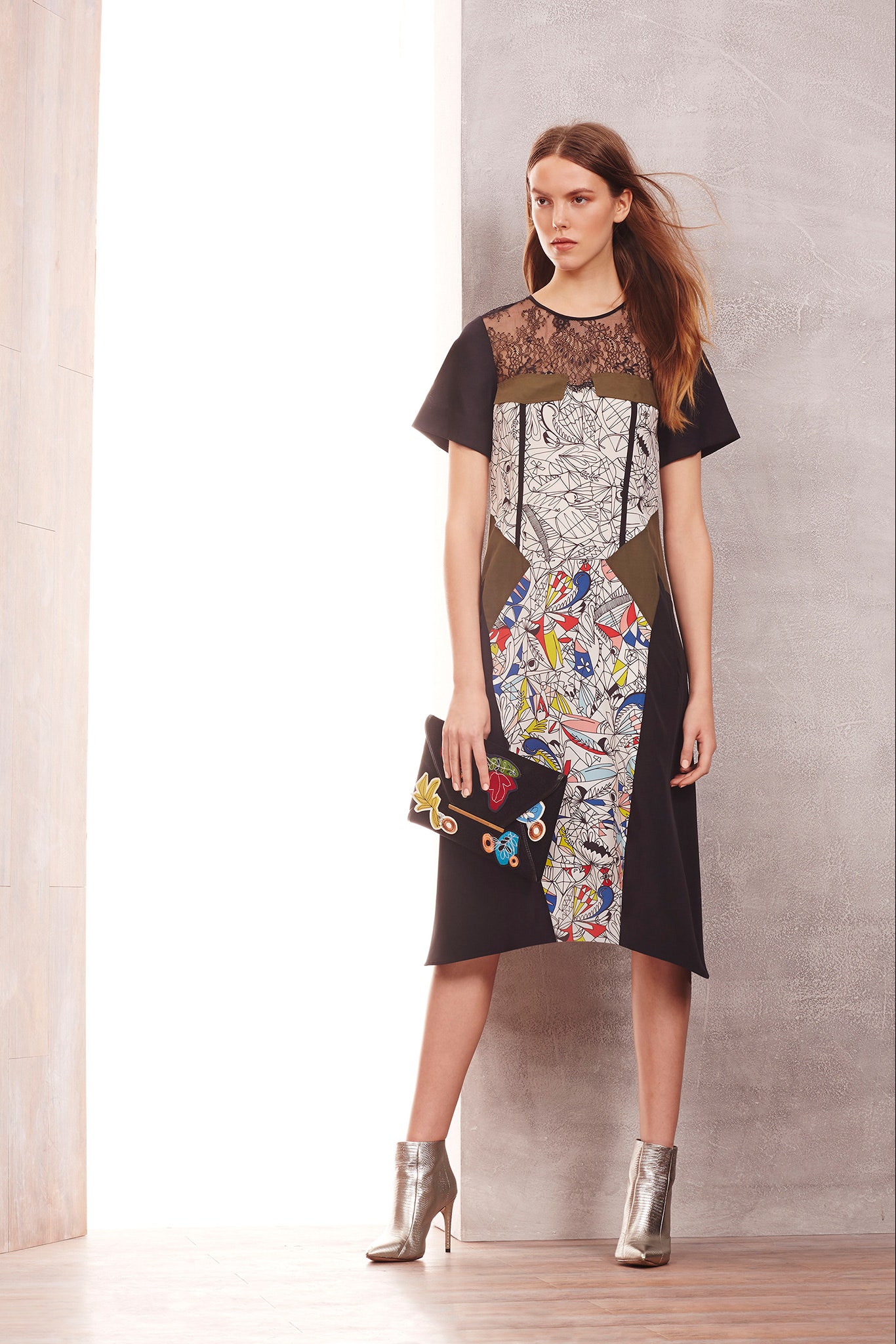 black multi-color block dress