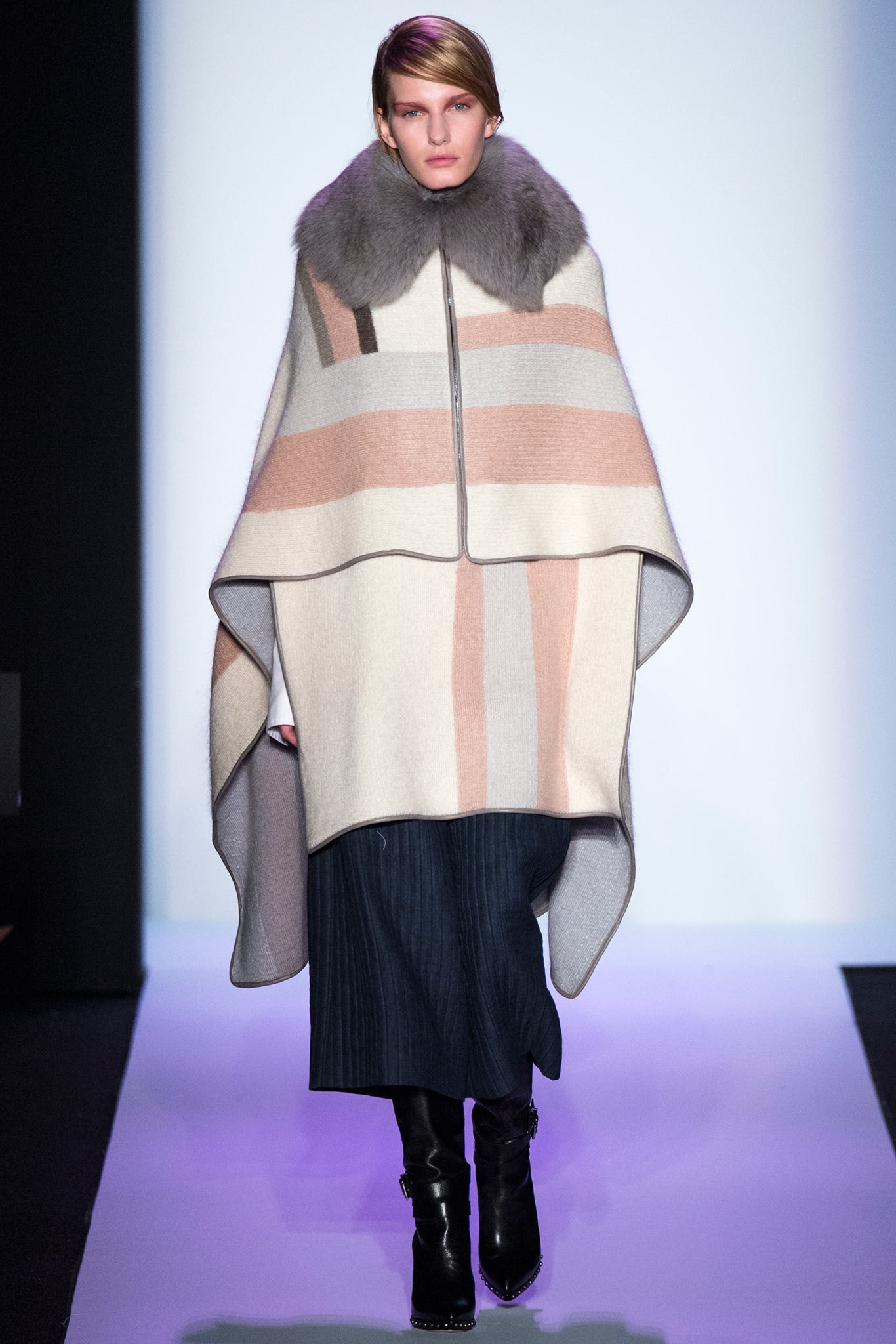beige striped wool cape