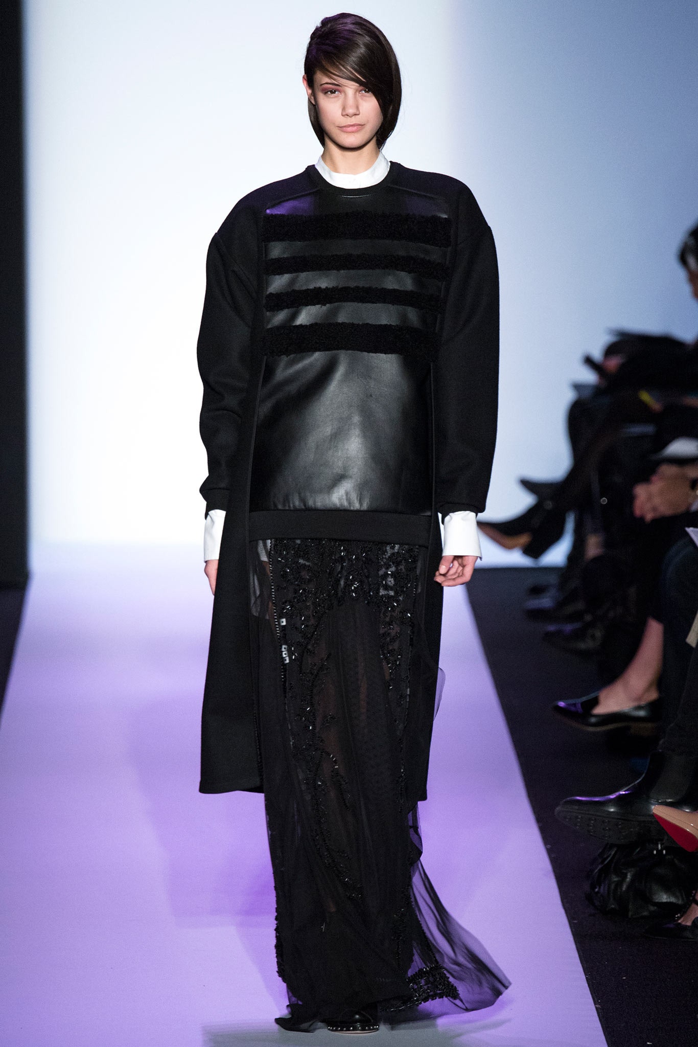 black leather top and gown