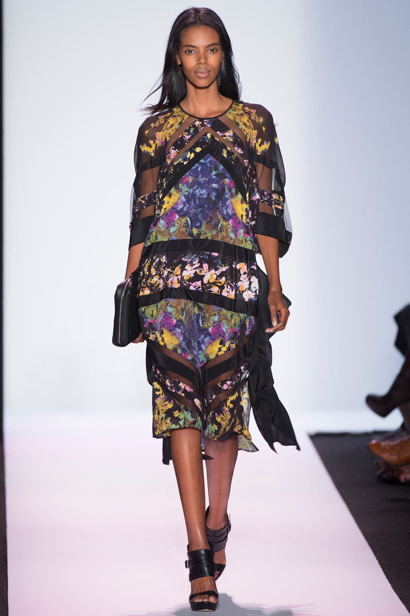 black multi-layered midi dress