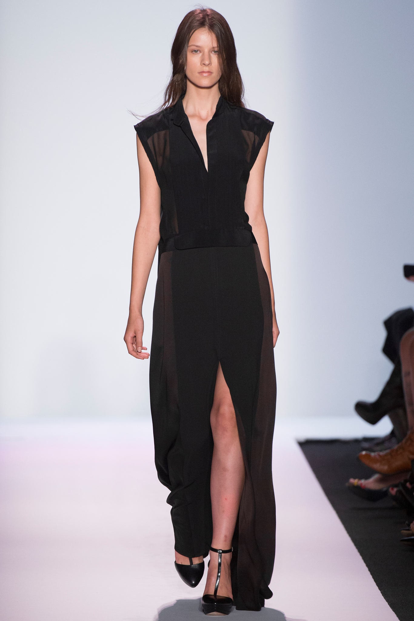 black silk sleeveless dress