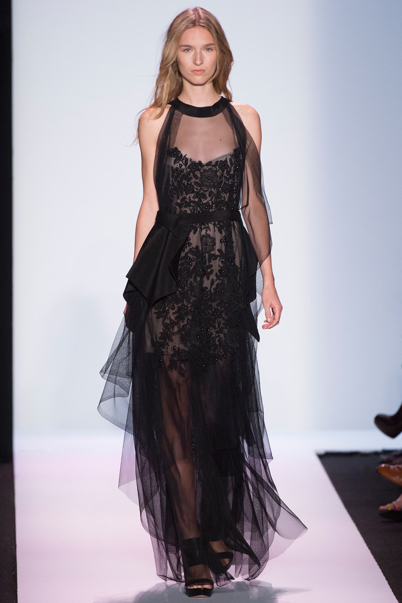 black embroidered flowing gown