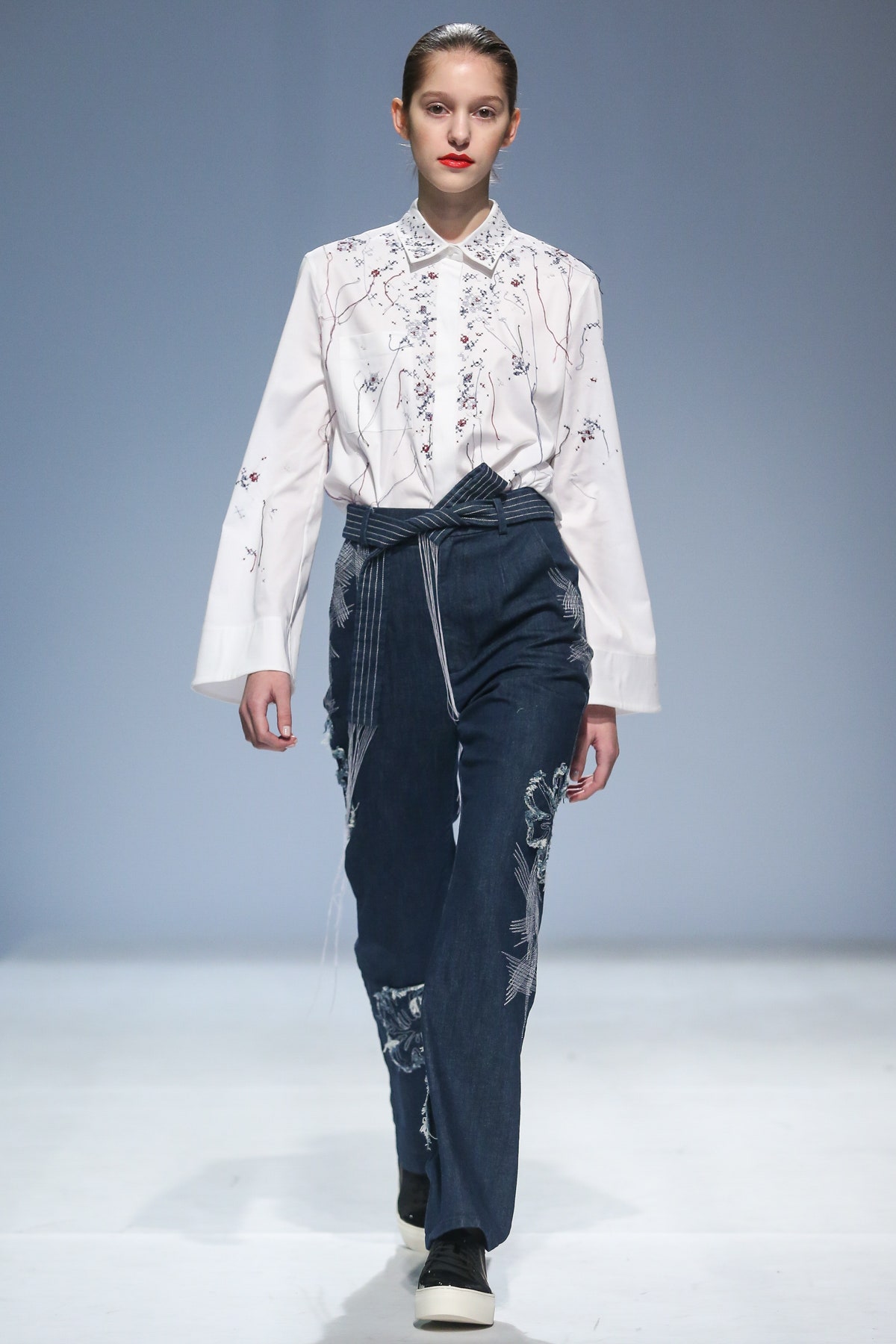 white printed collared shirt