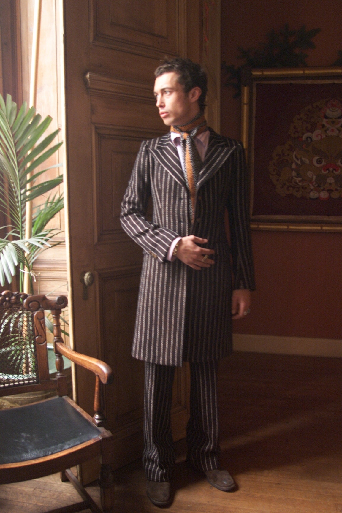 black striped tailored coat