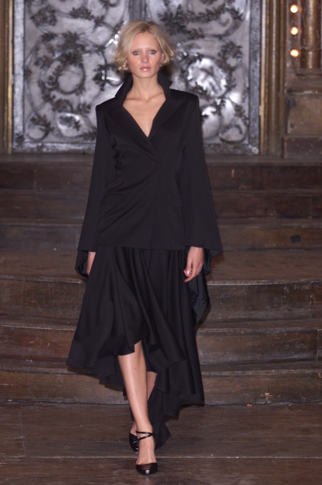 black draped tailored blazer