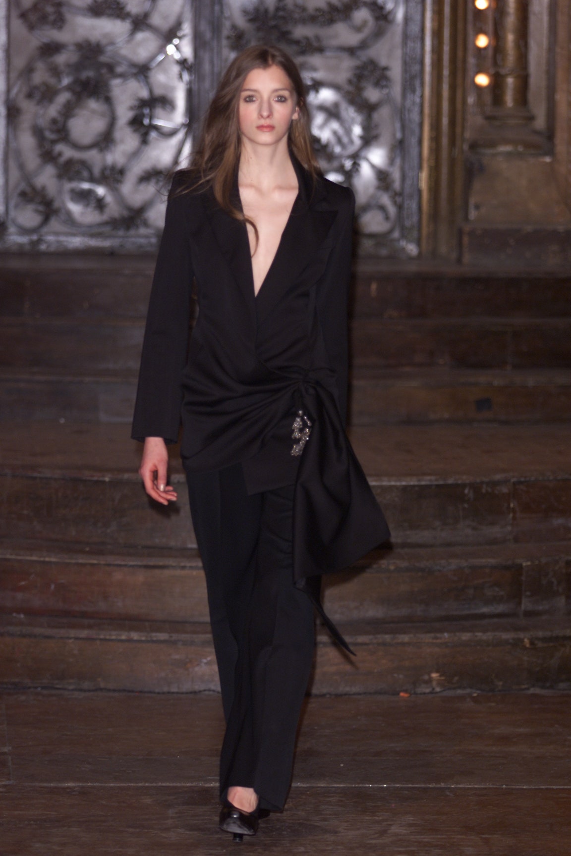black draped tailored jacket