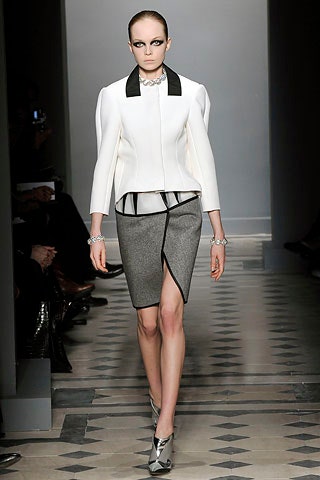 gray cotton slit fitted high-waisted pencil skirt