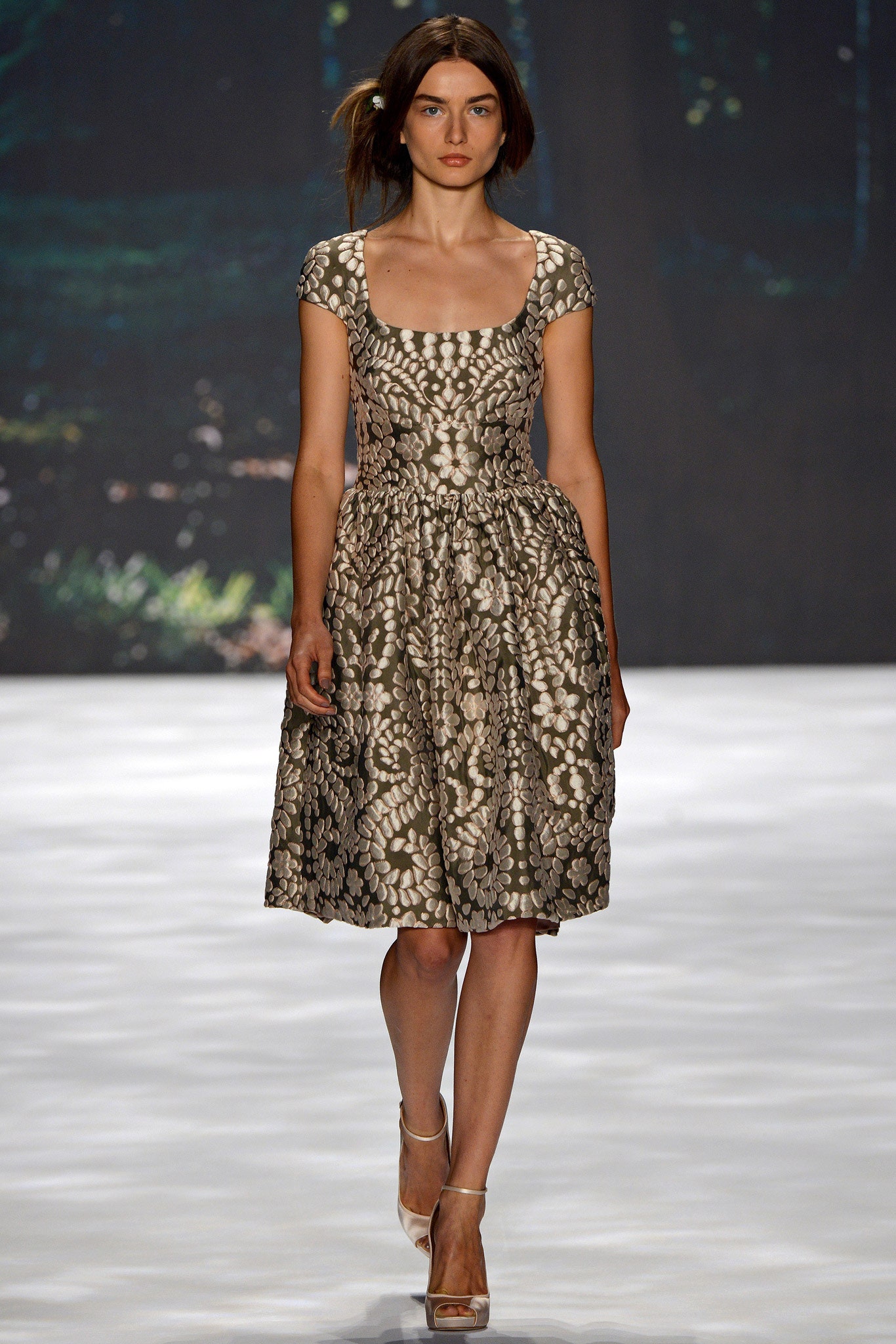 beige silk sleeveless dress