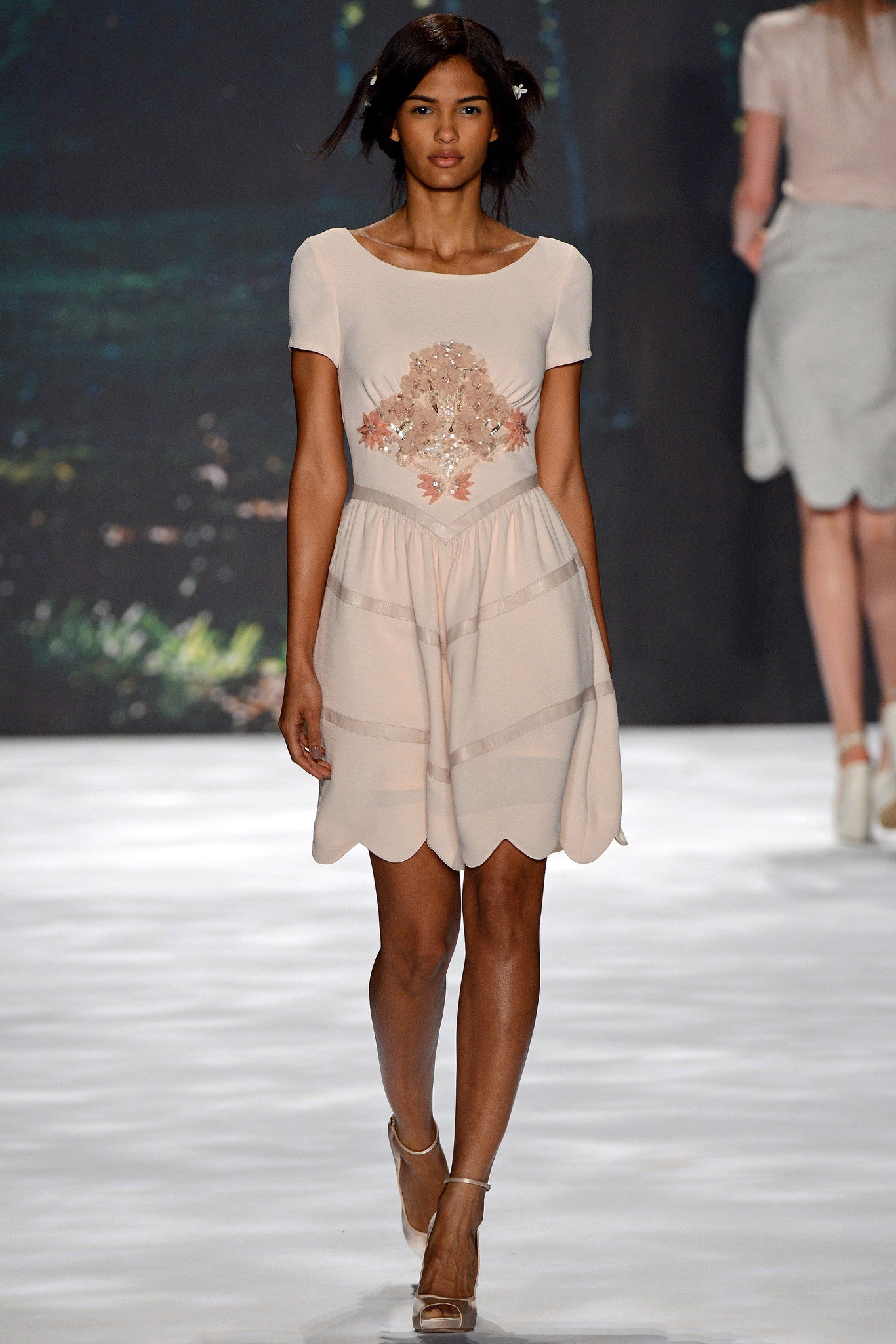 pink silk embroidered dress