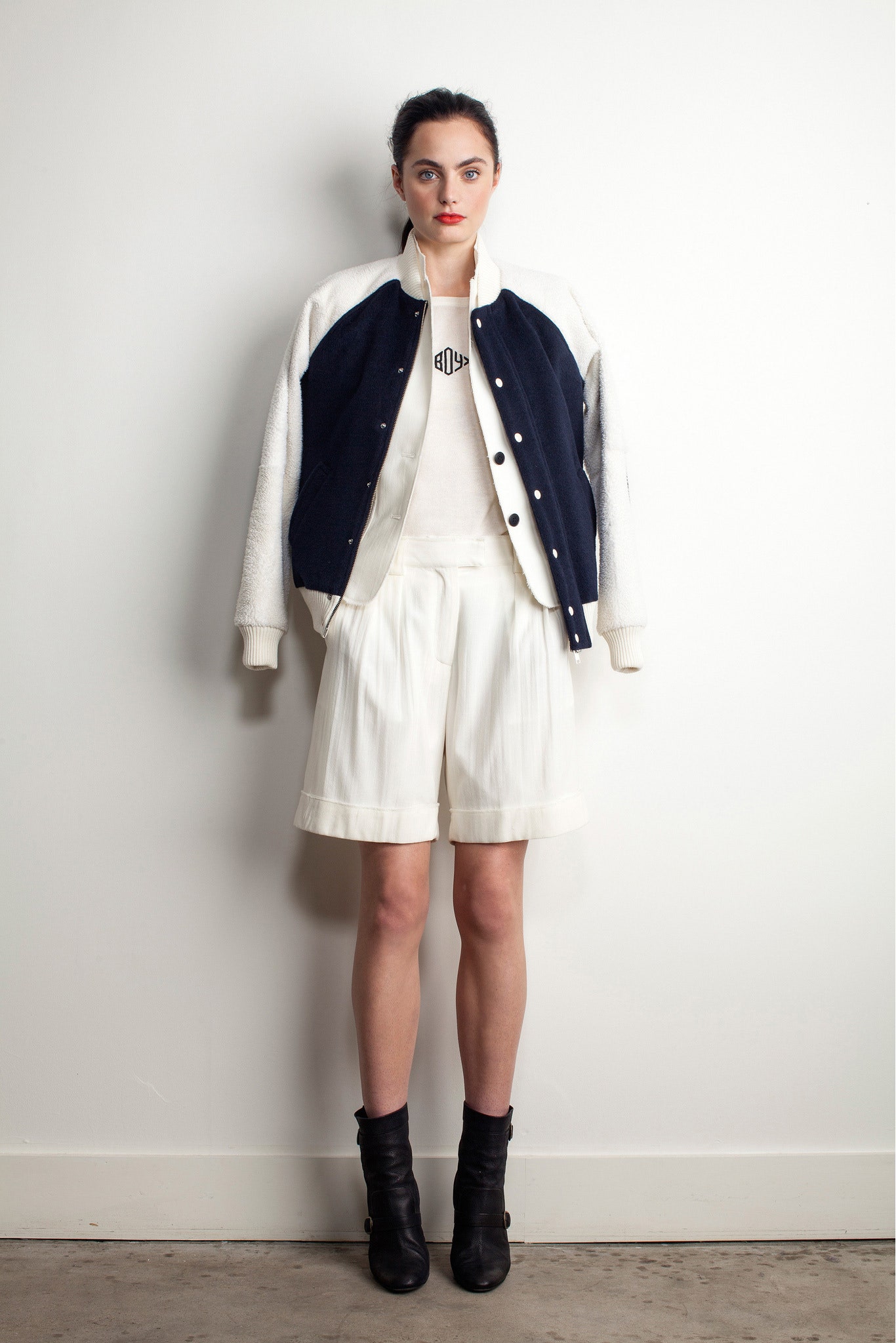 navy and white relaxed jacket