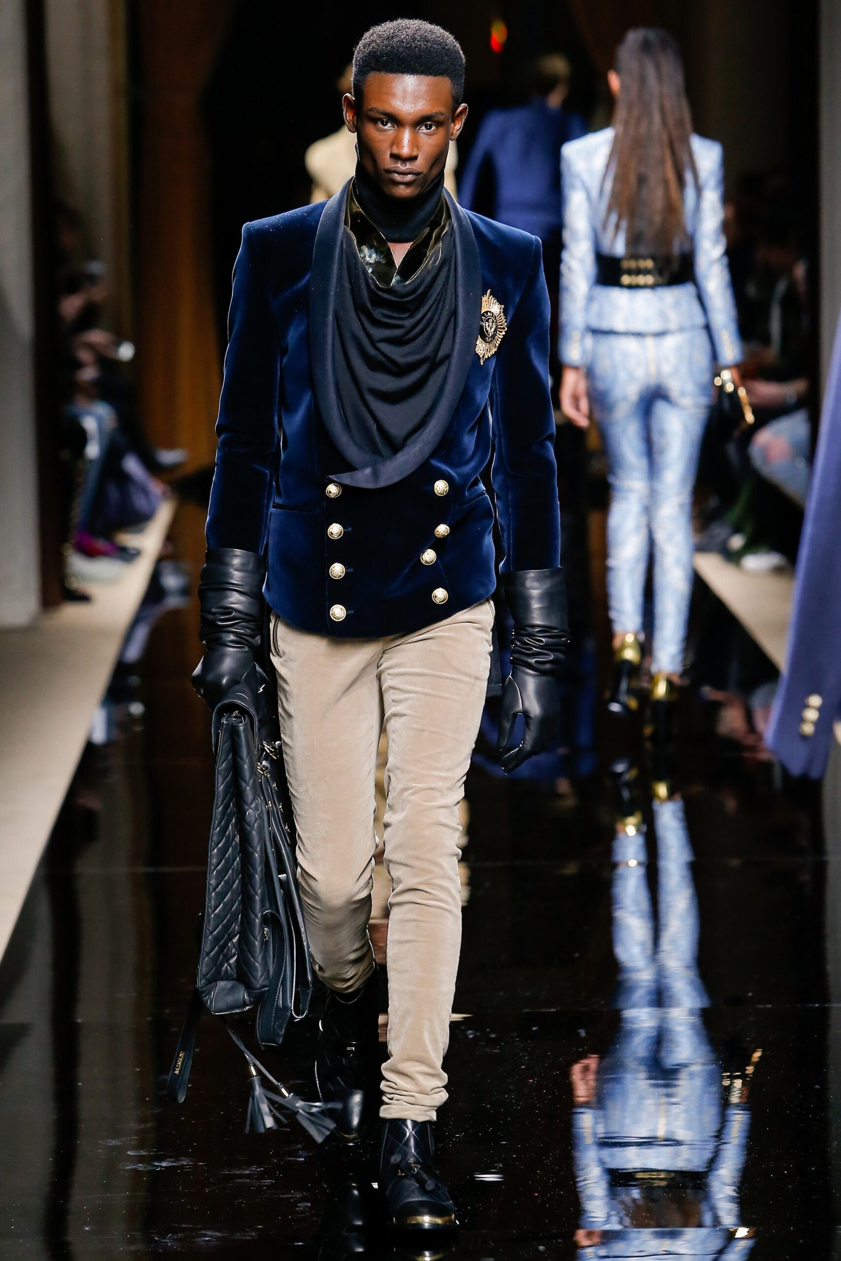 blue velvet tailored blazer