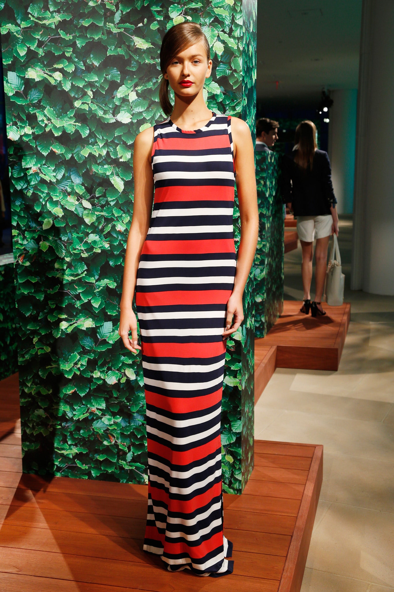 striped fitted maxi dress
