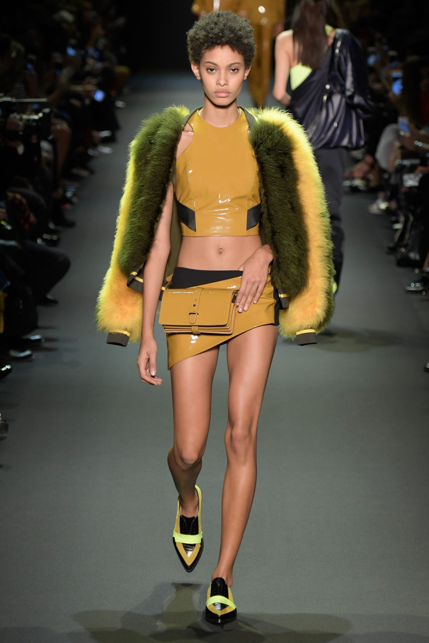 yellow vinyl top and skirt