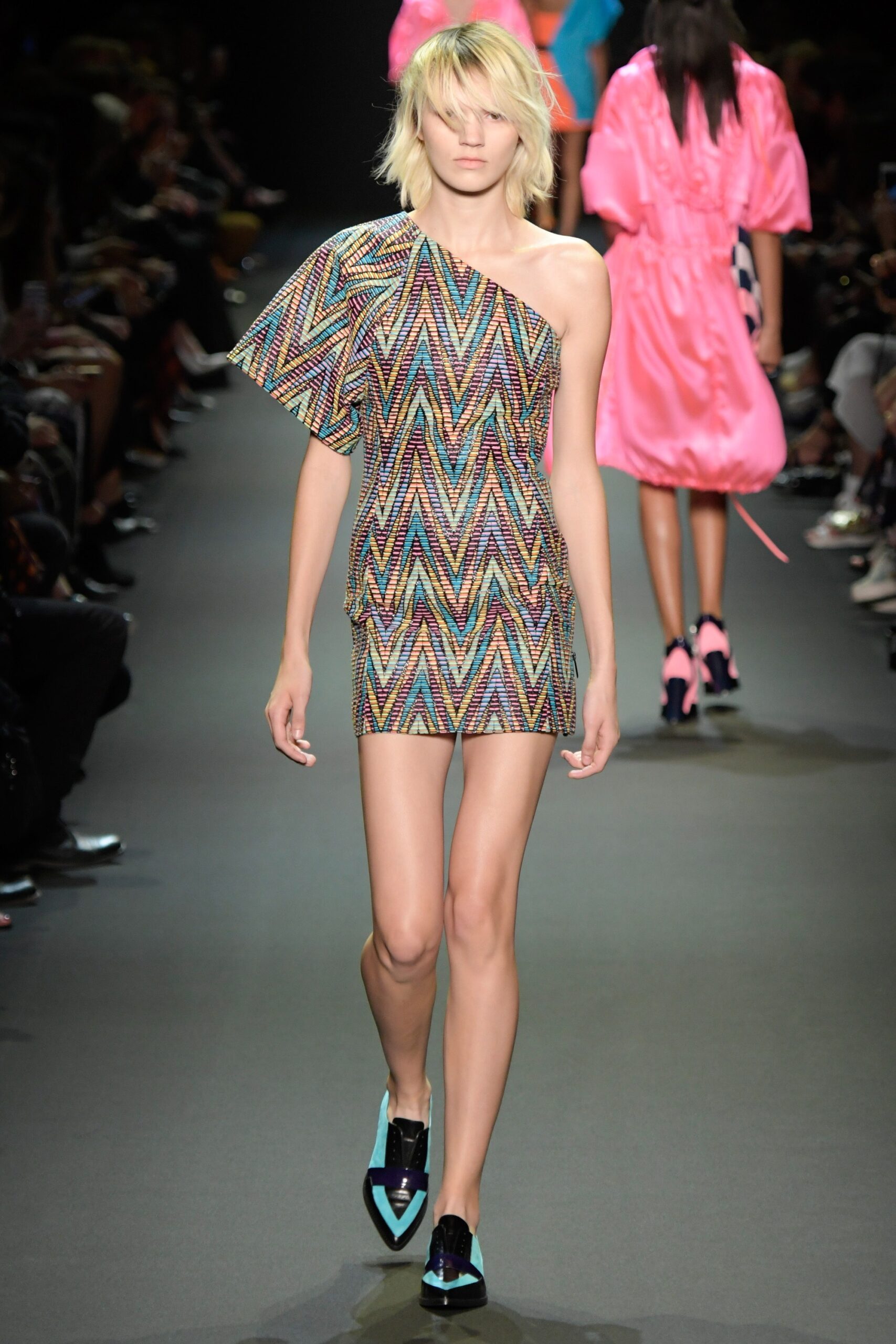 colorful asymmetric mini-dress