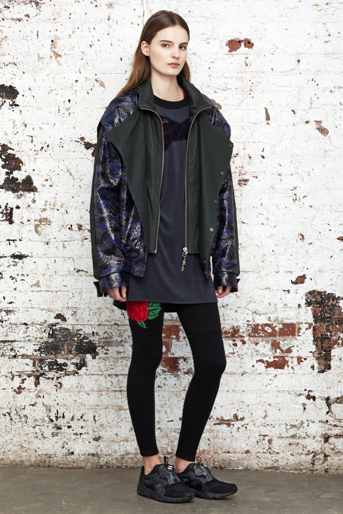 black cotton fitted leggings