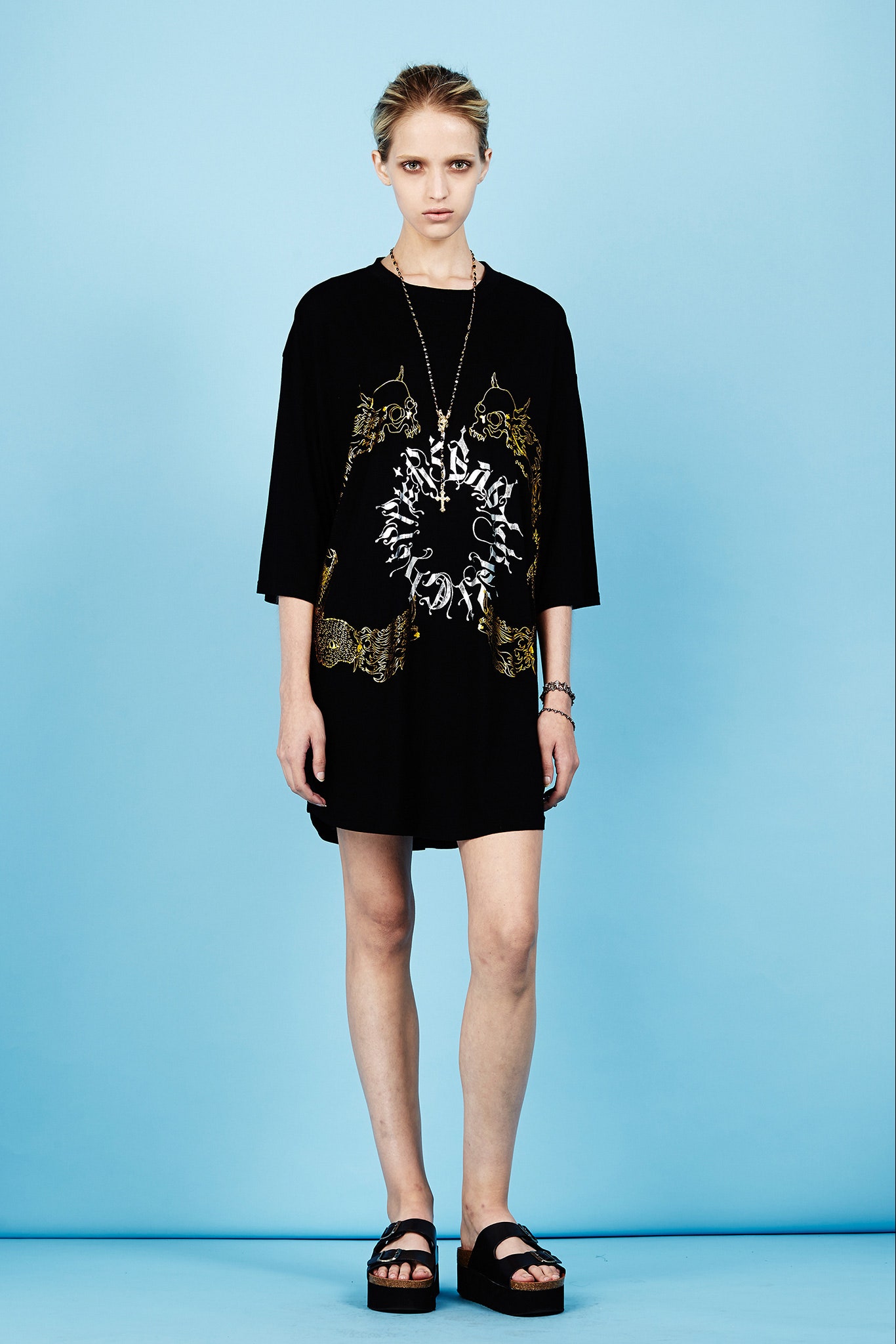 relaxed black printed t-shirt