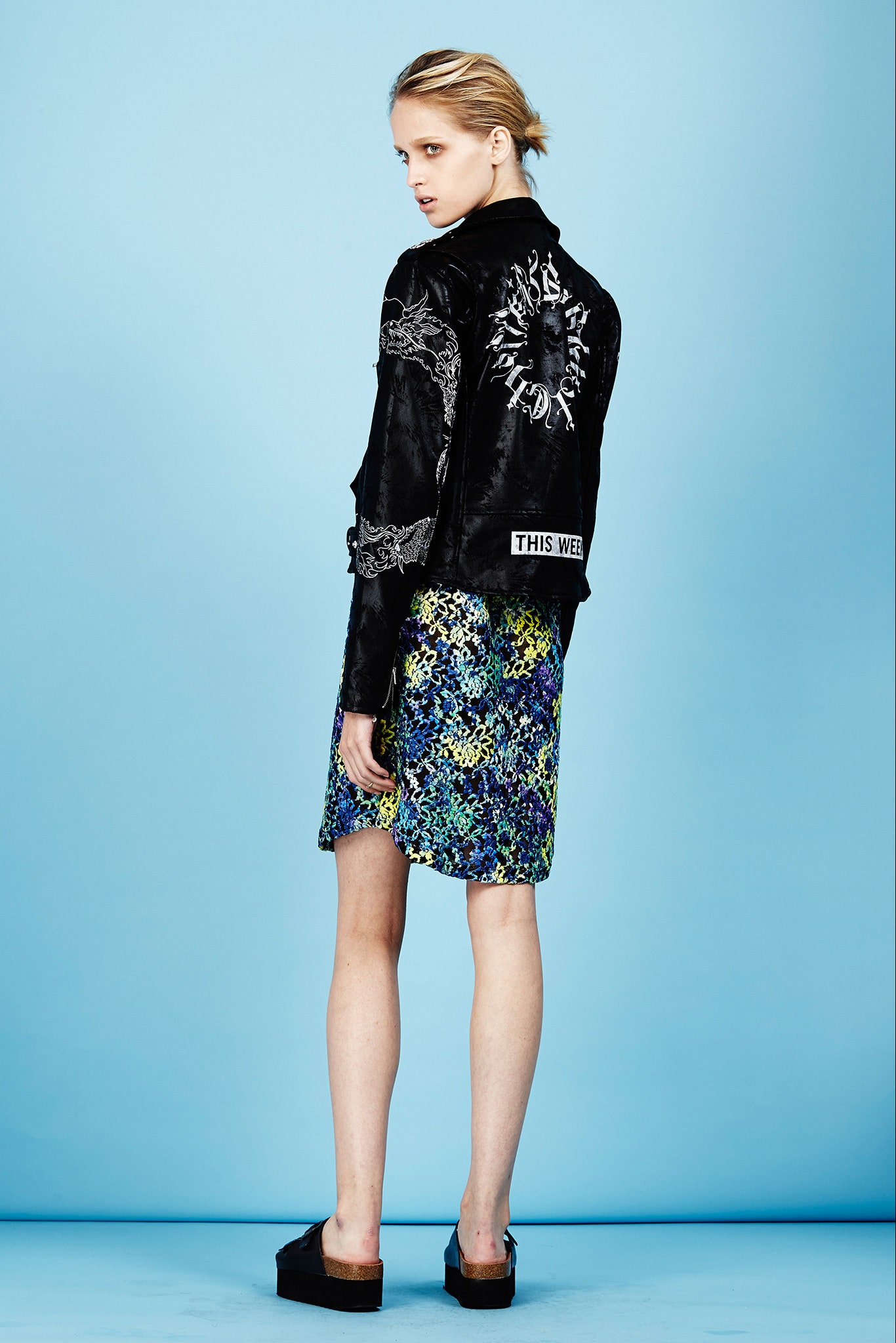 multi silk fitted pleated mini skirt